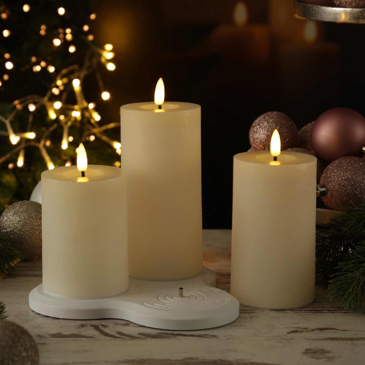 MARELIDA LED-Kerze LED Kerzenset LISA Rustik Optik Echtwachs wiederaufladba günstig online kaufen