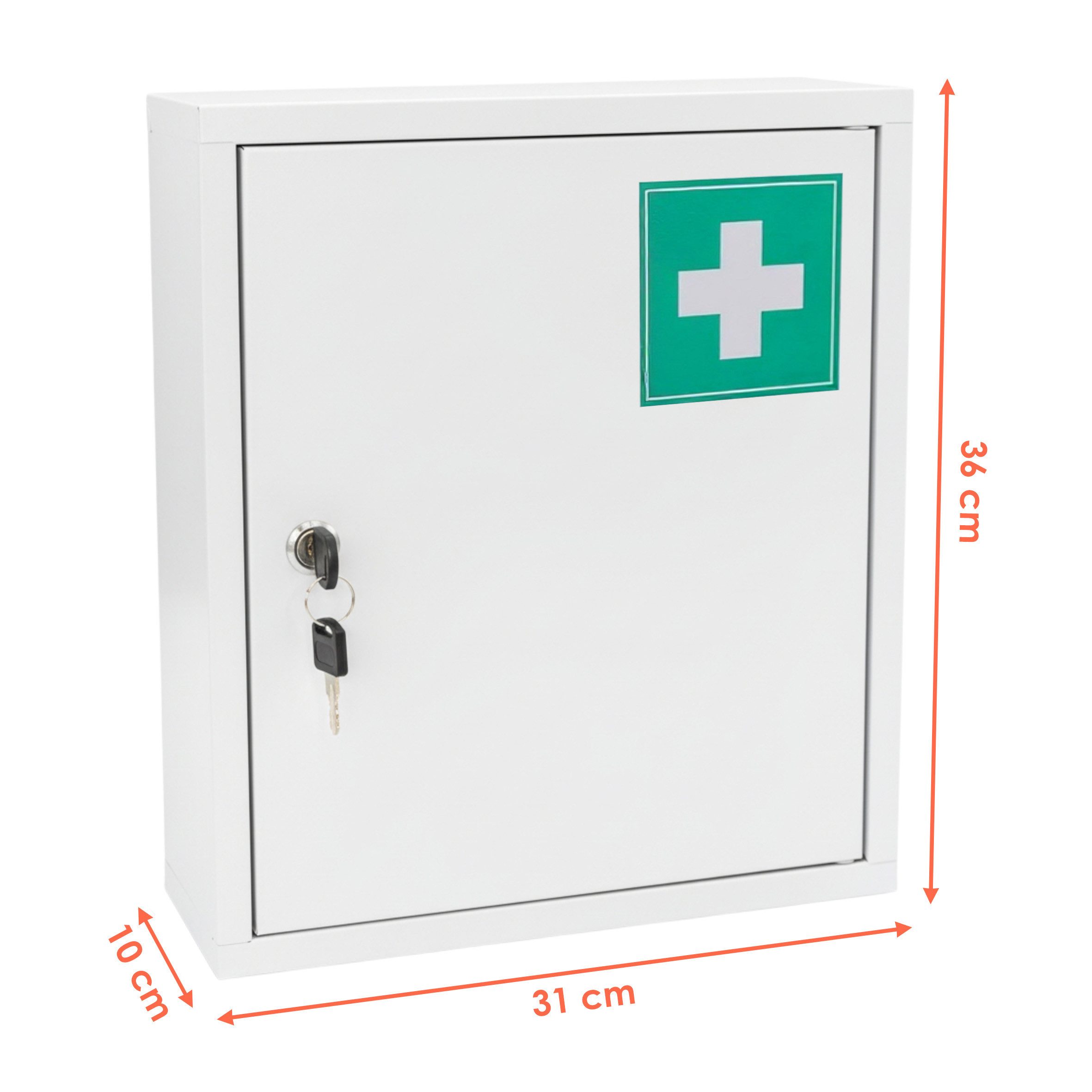 Spetebo Medizinschrank Metall Medizinschrank - 36 x 31 cm - Arzneischrank mit 2 Fächern (Anzahl, 1-St., Stück) abschließbar