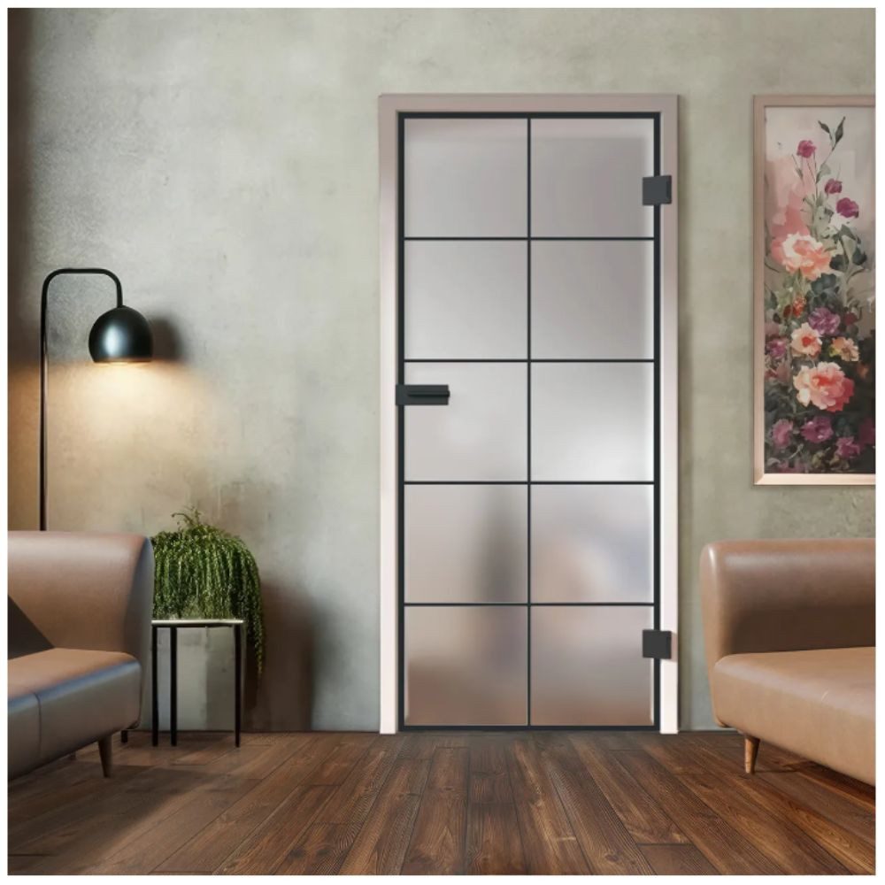 HORI Glastür Glastür aus ESG Glas Zimmertür Modernes Loft-Design in Schwarz, Thermisch behandeltes Glas, erhöhte Stoß- und Schlagfestigkeit