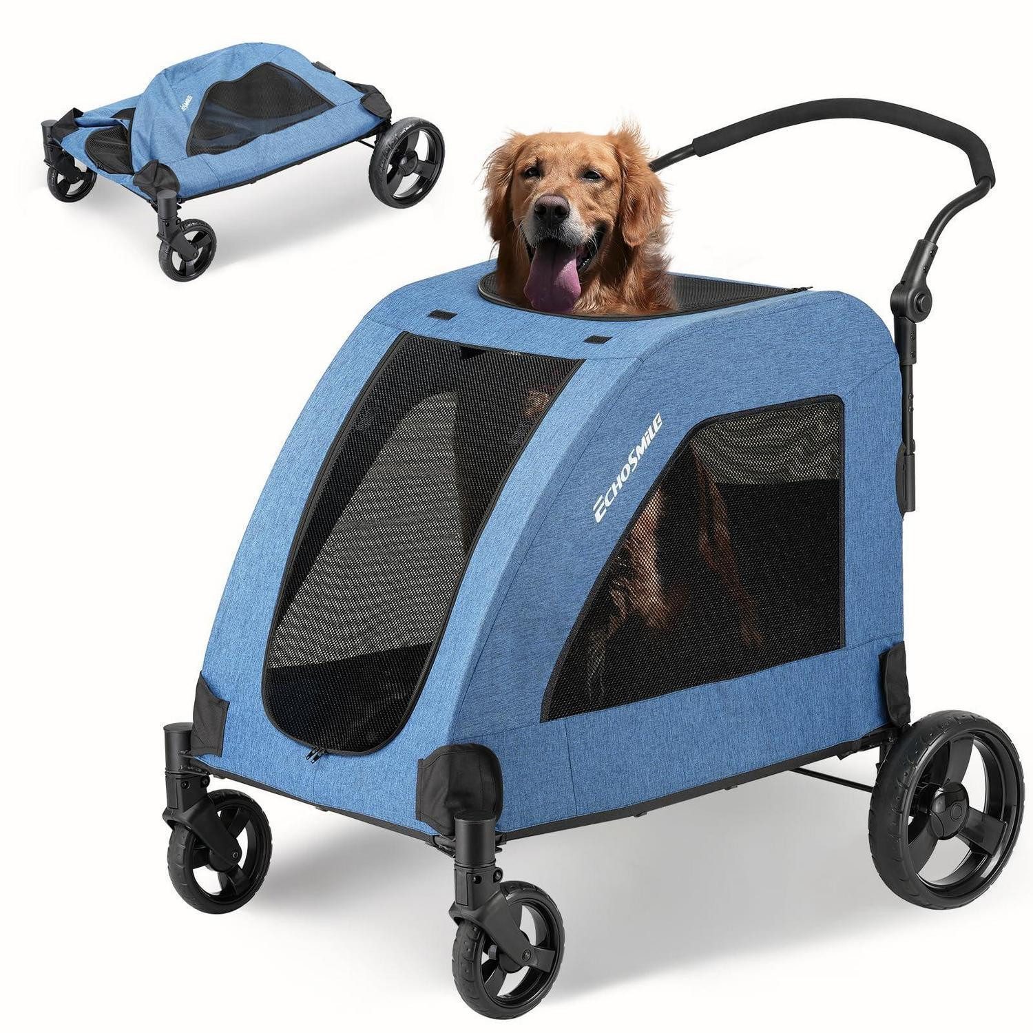 LuxusKollektion Trolleyset Hundewagen Buggy faltbar 70kg Blau