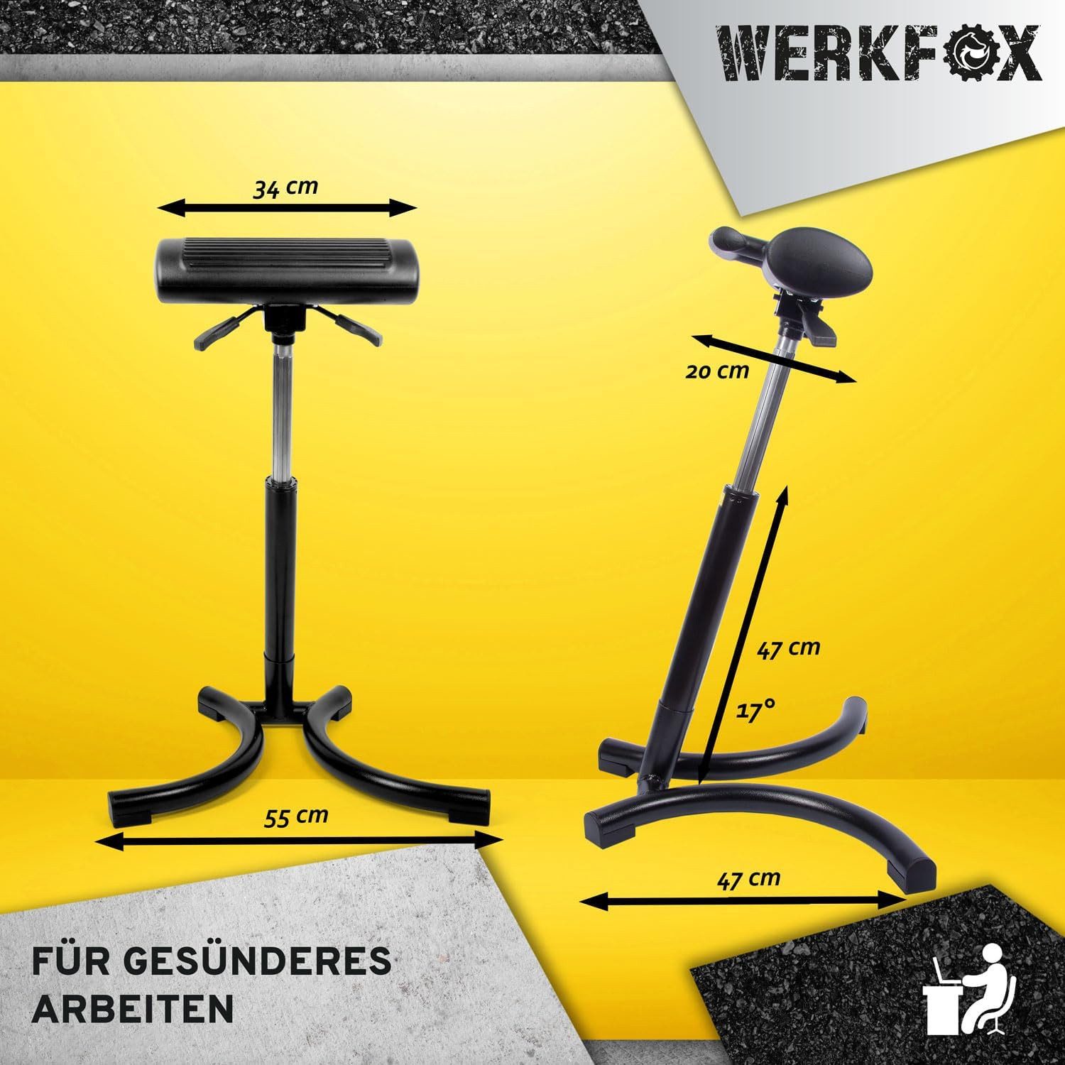 Werkfox Stehhilfe Ergonomischer Stehhocker – höhenverstellbar,ideal für Büro & Werkstatt (Stehhocker), Stehstuhl für Schreibtisch – Bild 5 von 5