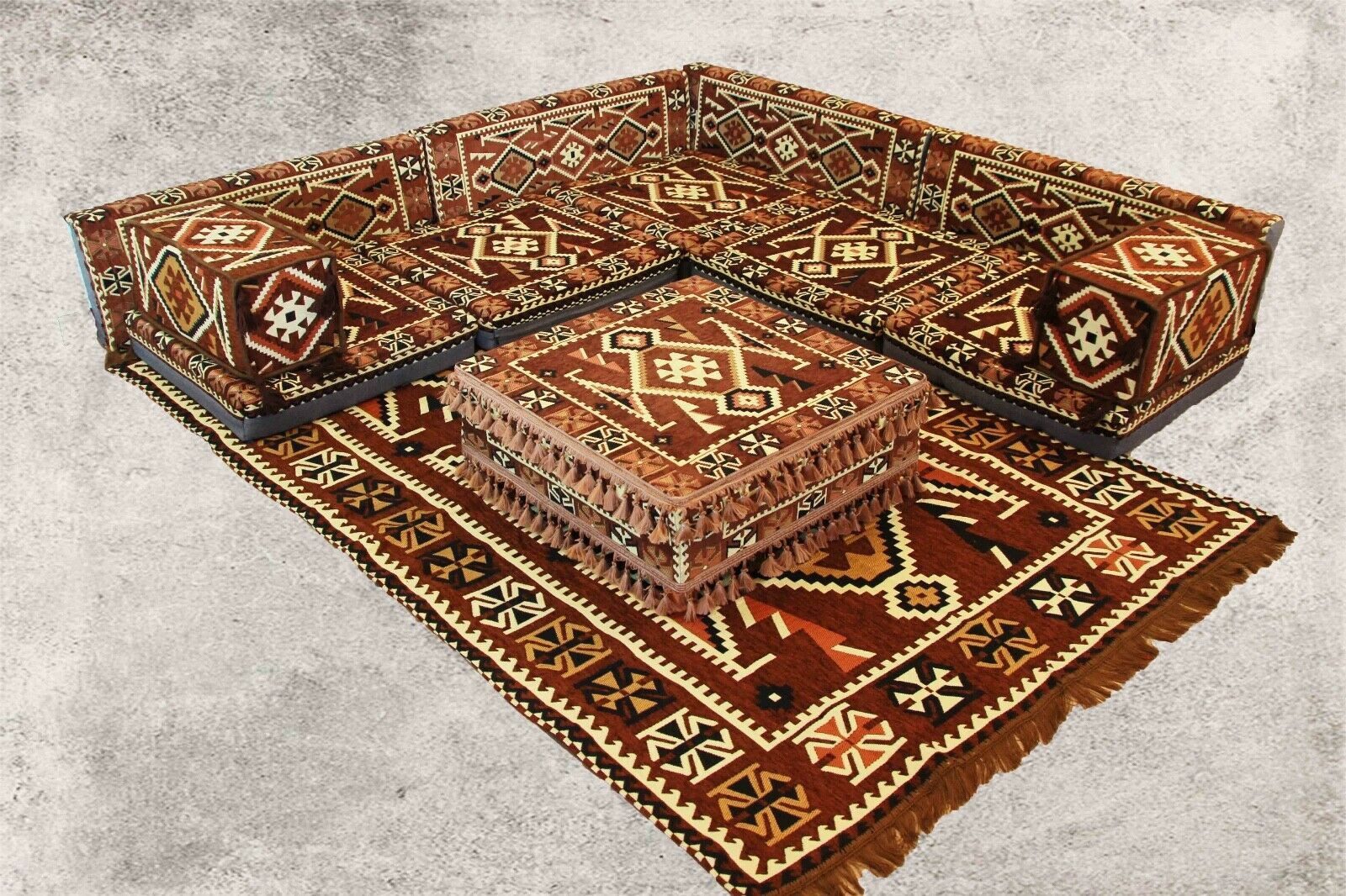 CaddeBuy Ecksofa Orientalische Sitzecke Sark Kösesi L-Form, Kelim, Bodensofa, Set, L-Form, Kelim, Bodensofa