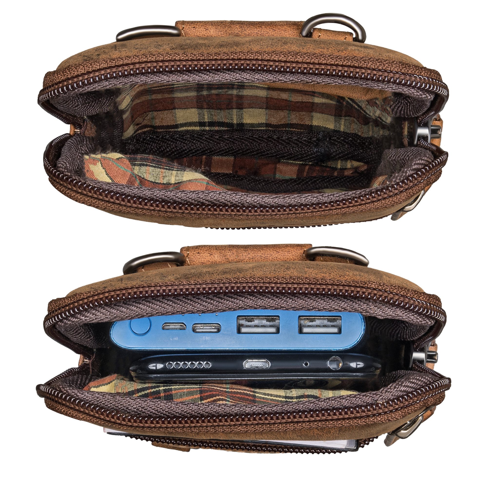 STILORD Handtasche "Mauve" 2-in-1 Gürteltasche Umhängetasche Herren Leder Klein
