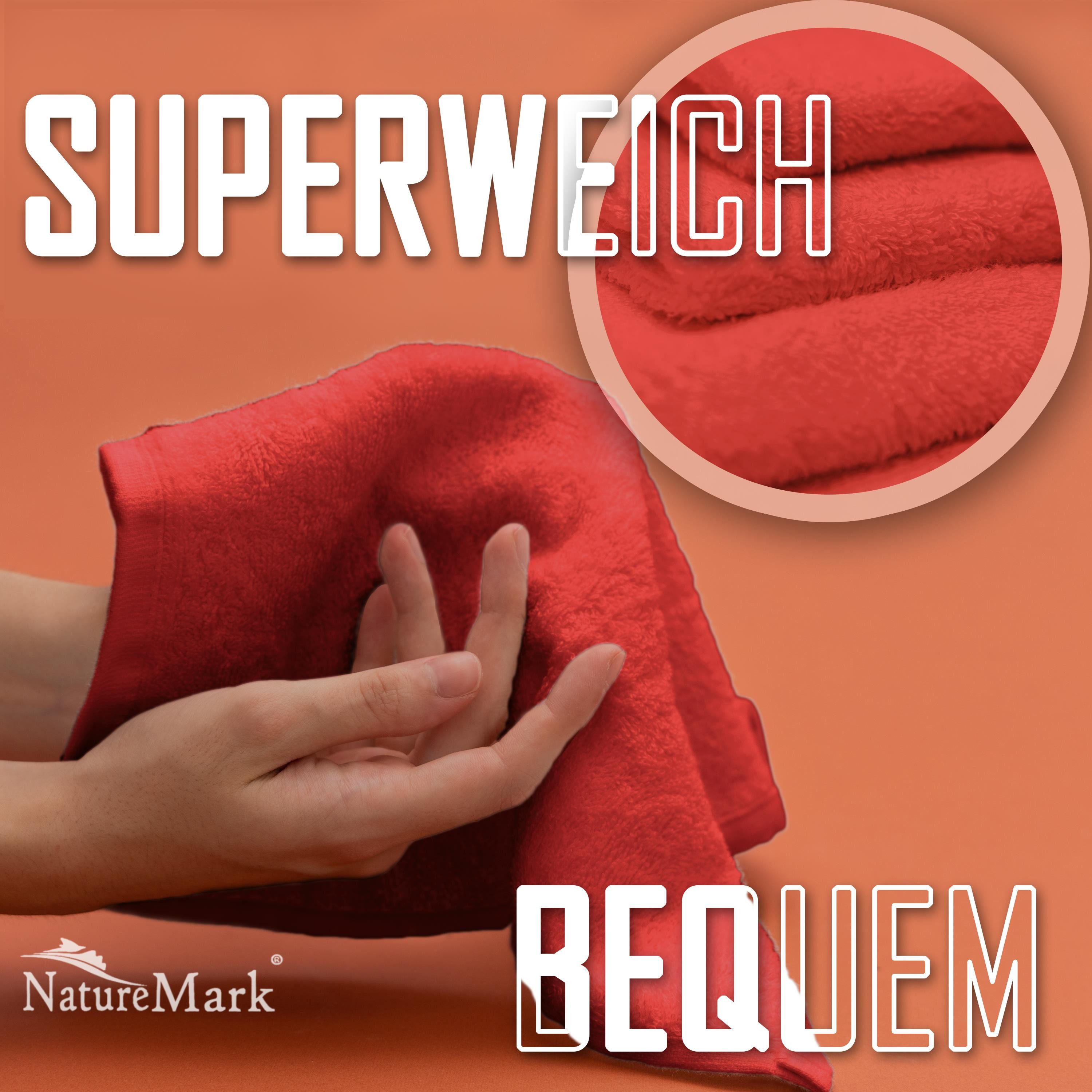 NatureMark Seiftuch 10er-Set Seiftücher 30x30cm 100% Baumwolle, (10-St), Frottier Waschlappen Seiflappen 30 x 30 cm, Rot – Bild 4 von 5