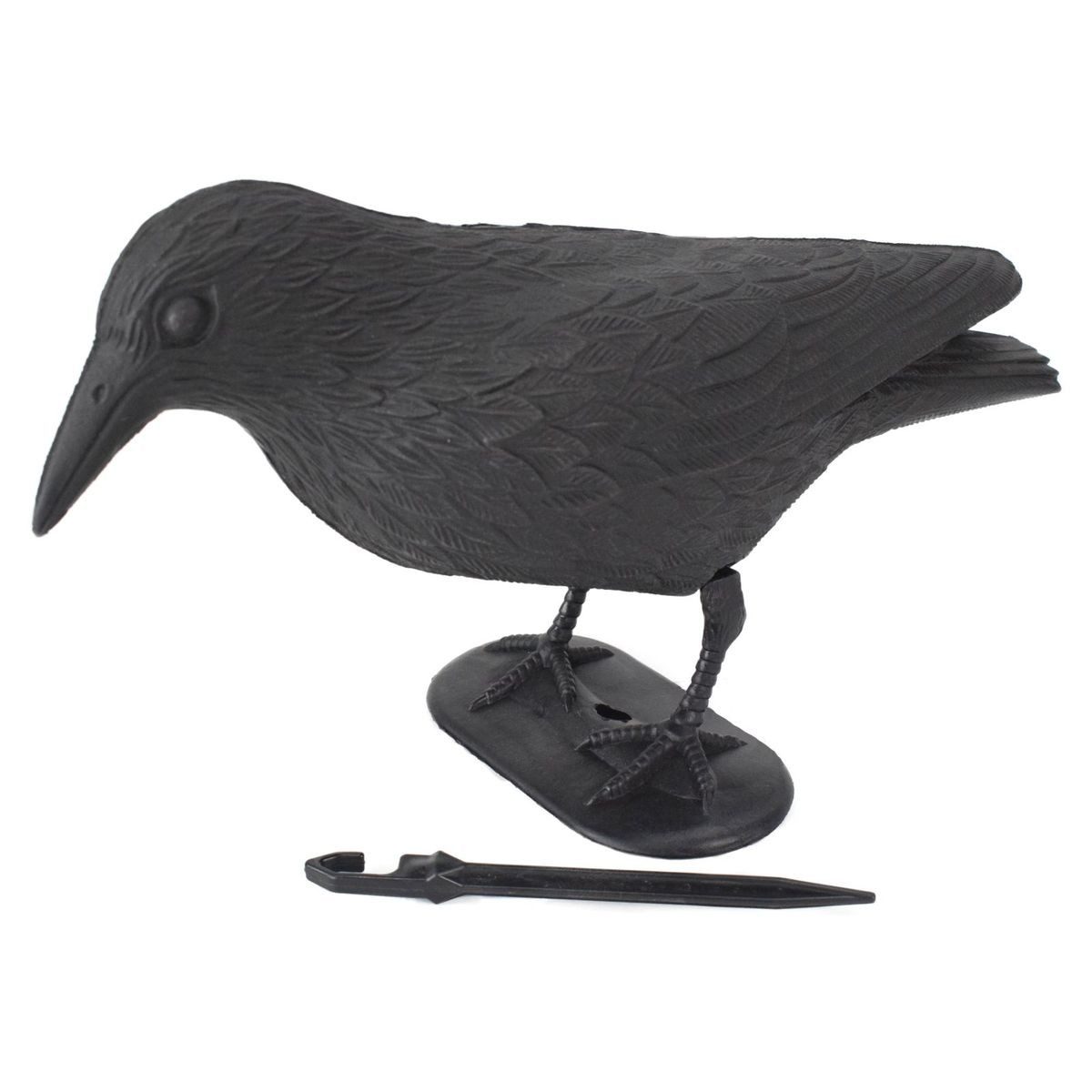 VINNEMEIER GmbH Textil- und Schuhimport Vogelattrappe Vogelschreck schwarz 36cm Rabe mit Erdspieß & Standfuß Tierabwehr, (1-St), detailreiche Darstellung