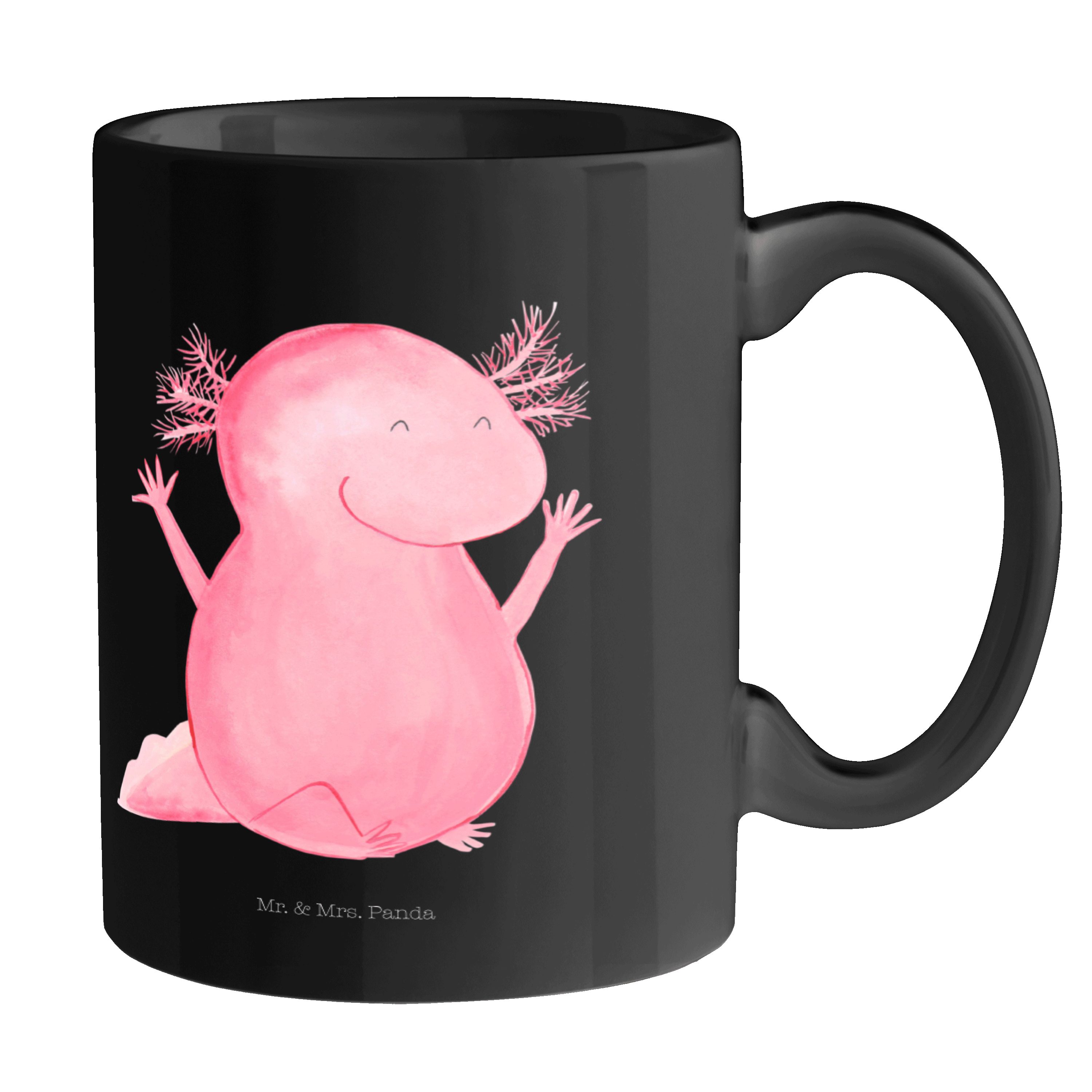 - T, Mr. Axolotl Keramik & Schwarz Hurra - Geschenk, Tasse, Mrs. Tasse Porzellantasse, Panda Schwarz Geschenk