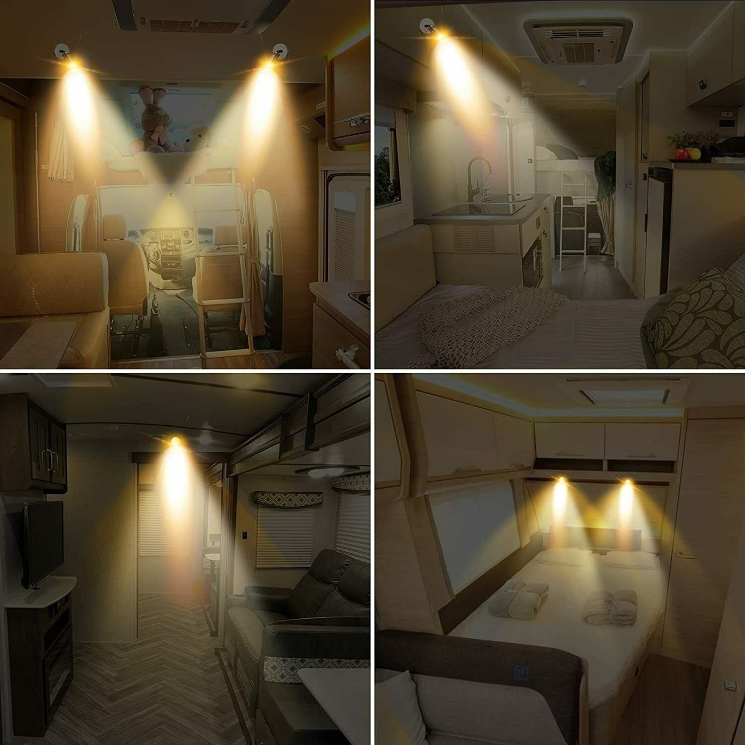 iscooter Wandleuchte 12V mit Aluminium Bootsbeleuchtung 360° Wohnmobilbeleuchtung, Nachttischlampe Schalter, Motorhome Wandscheinwerfer fest Warmweiß, integriert, Wandleuchte Wandleuchte Leselampe Mit für LED LED Schalter