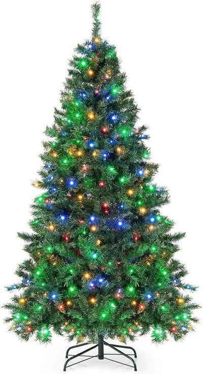 KOMFOTTEU Künstlicher Weihnachtsbaum Christbaum, mit LED-Leuchten, 213 cm