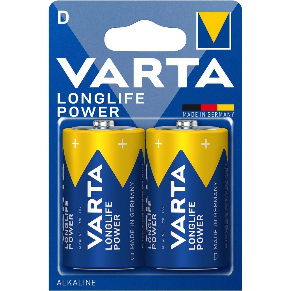 VARTA Varta Longlife Power D 2er Blister Mono-Batterie Akku Varta Longlife Power D 2er Blister Mono-Batterie (1,5 Volt V), Kraftvolle VARTA Batterien für energieintensive Geräte