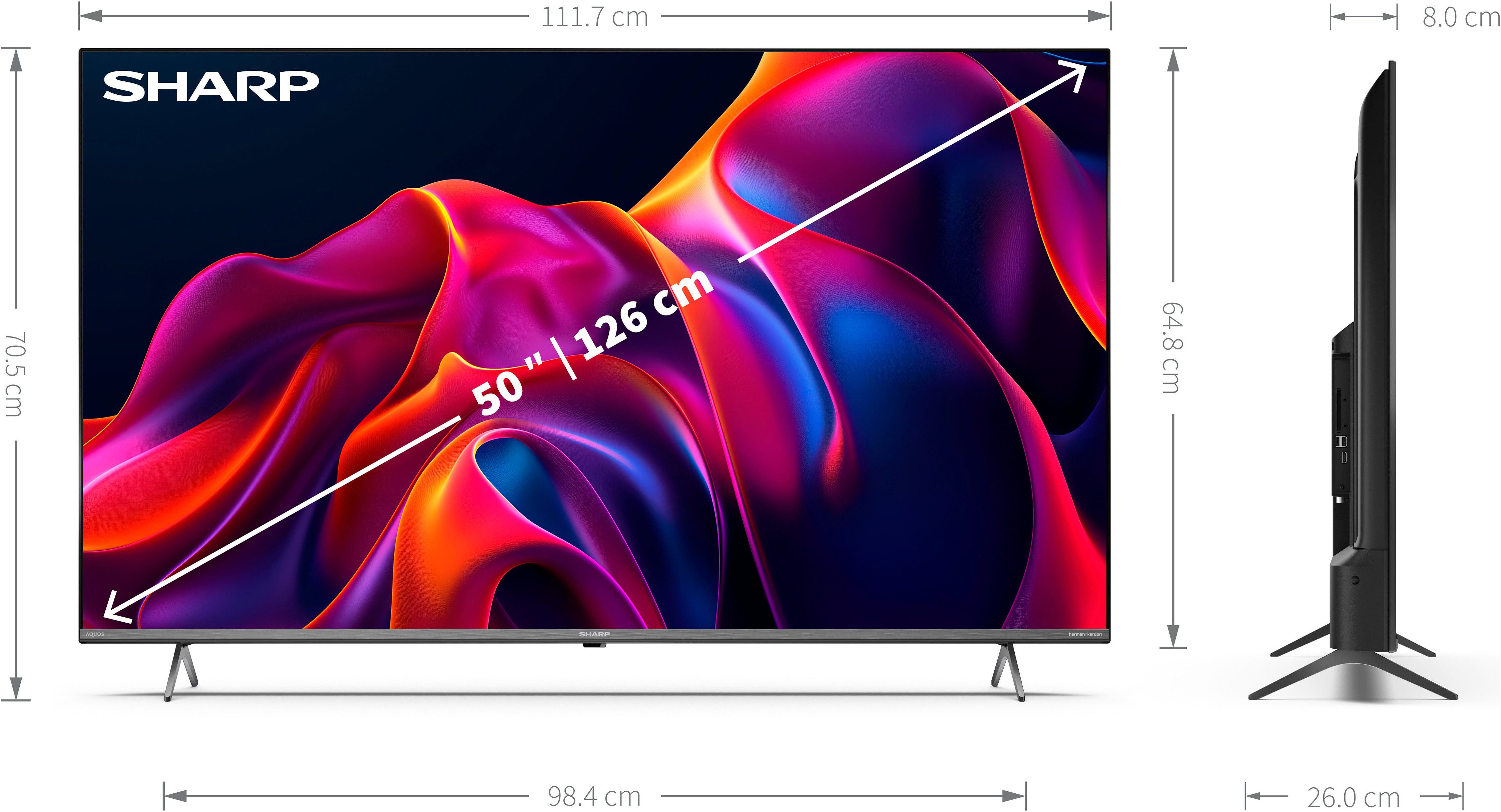 Sharp 4T-C50GMx QLED-Fernseher (126 cm/50 Zoll, 4K Ultra HD, Smart-TV, 3.840 x 2.160 px Auflösung)
