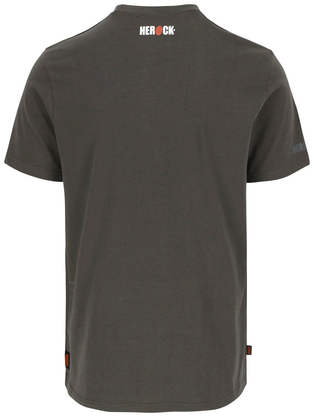 Herock Callius kurze grau Ärmel, T-Shirt kurze Ärmel Rippstrickkragen T-Shirt Herock®-Aufdruck, Rundhalsausschnitt,