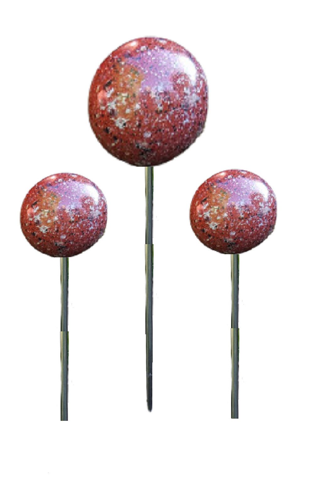 Jürgen Bocker - Gartenambiente Gartenstecker Rosenkugel Edelstahl rot Stab 80 cm Gartenstecker Beetstecker