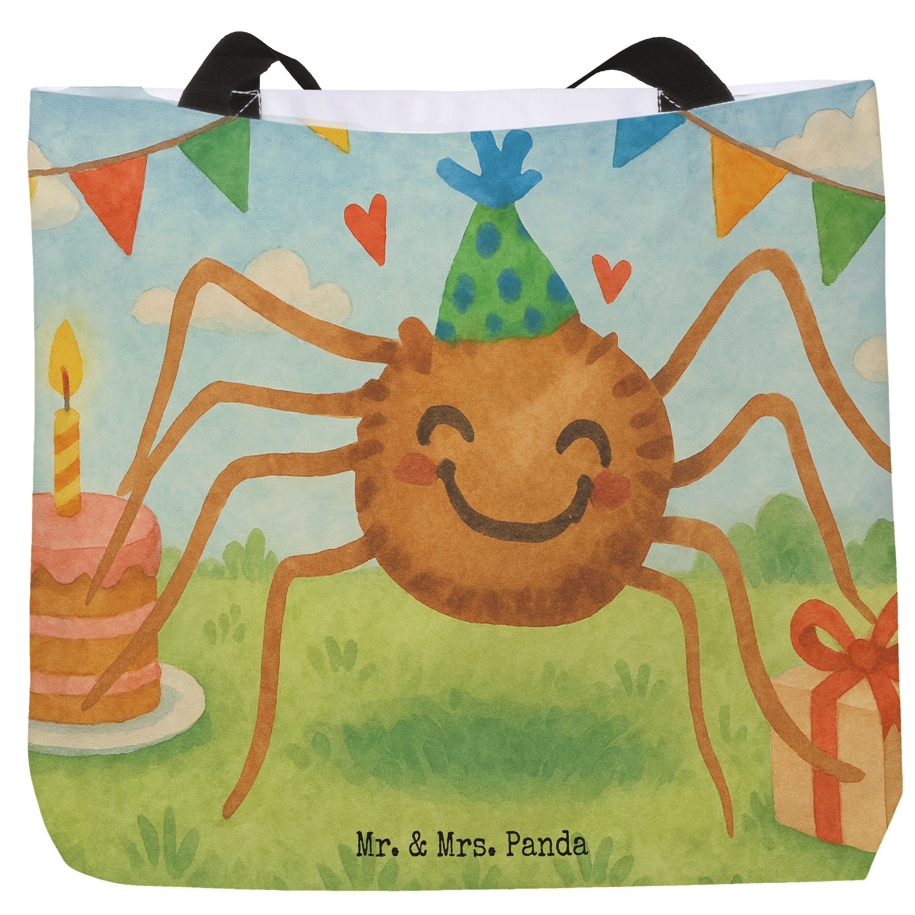 Shopper Spinne Agathe Party Design, Reisetasche, Weiß, studententasche, Motiv