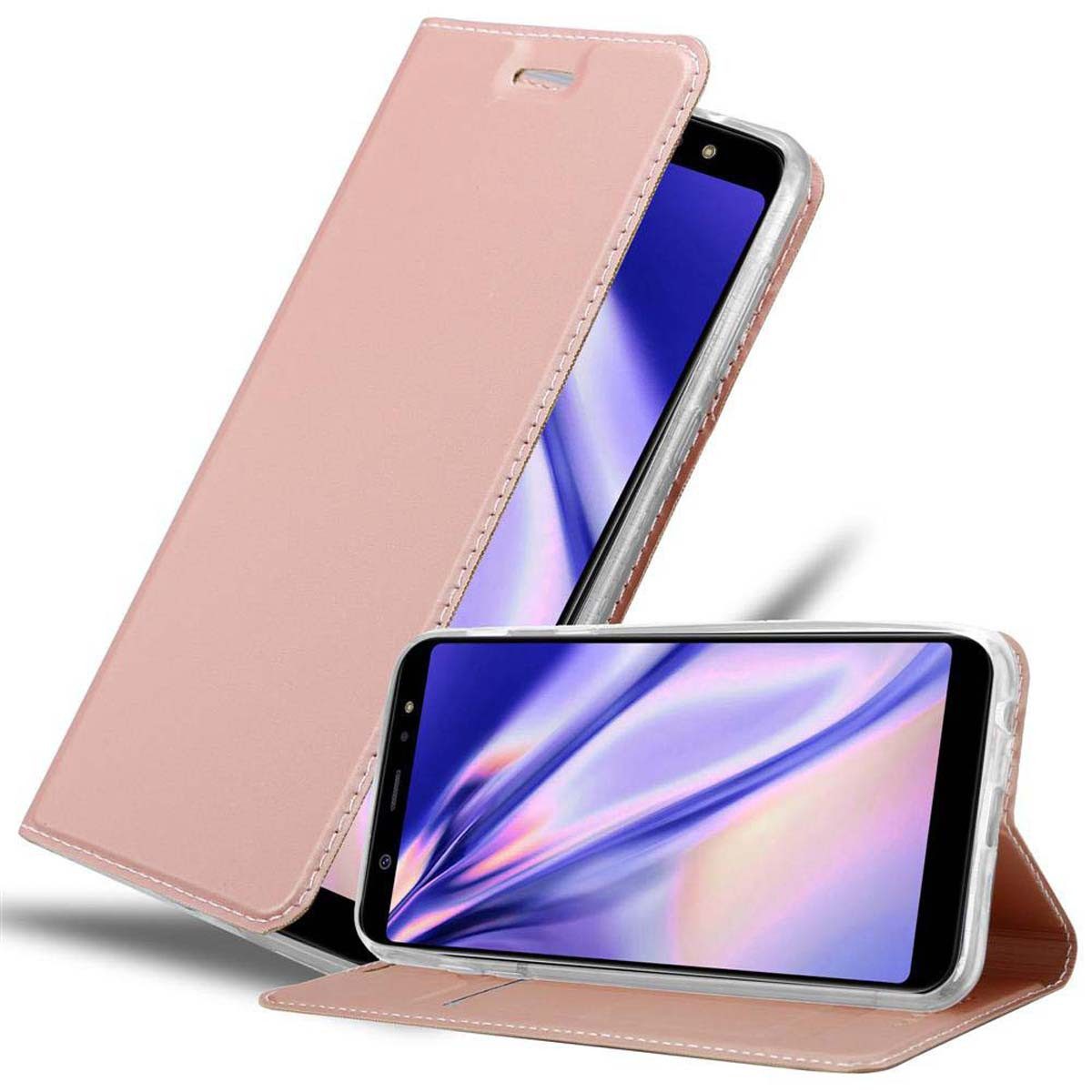 Cadorabo Handyhülle für Samsung Galaxy A6 PLUS 2018 Hülle Samsung Galaxy A6 PLUS 2018, Schutzhülle Hülle mit Standfunktion, Magnetverschluss und Kartenfach