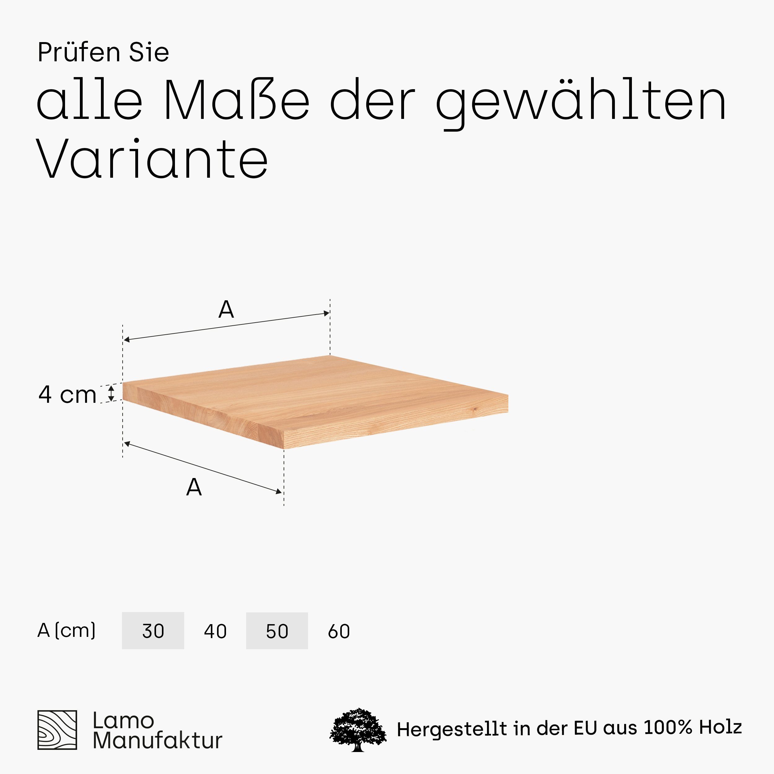 Massivholzplatte Esstischtischplatte), Manufaktur Natur starke LAMO Esstischplatte (Bürotisch, LHB 40mm