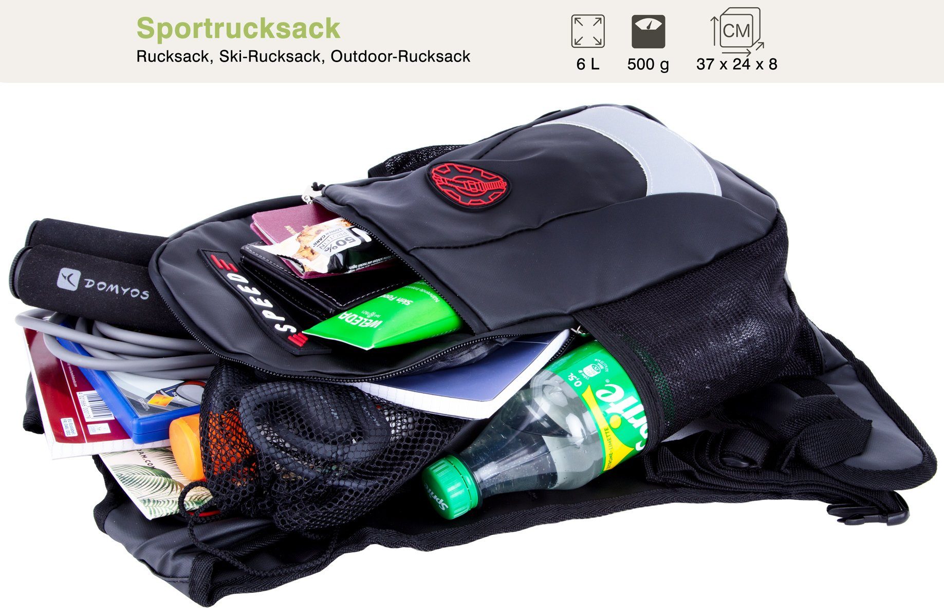 Daypack, compagno Mittelgroßer Rucksack gepolstert Wasserabweisend Sportrucksack Fahrrad-Rucksack Cityrucksack