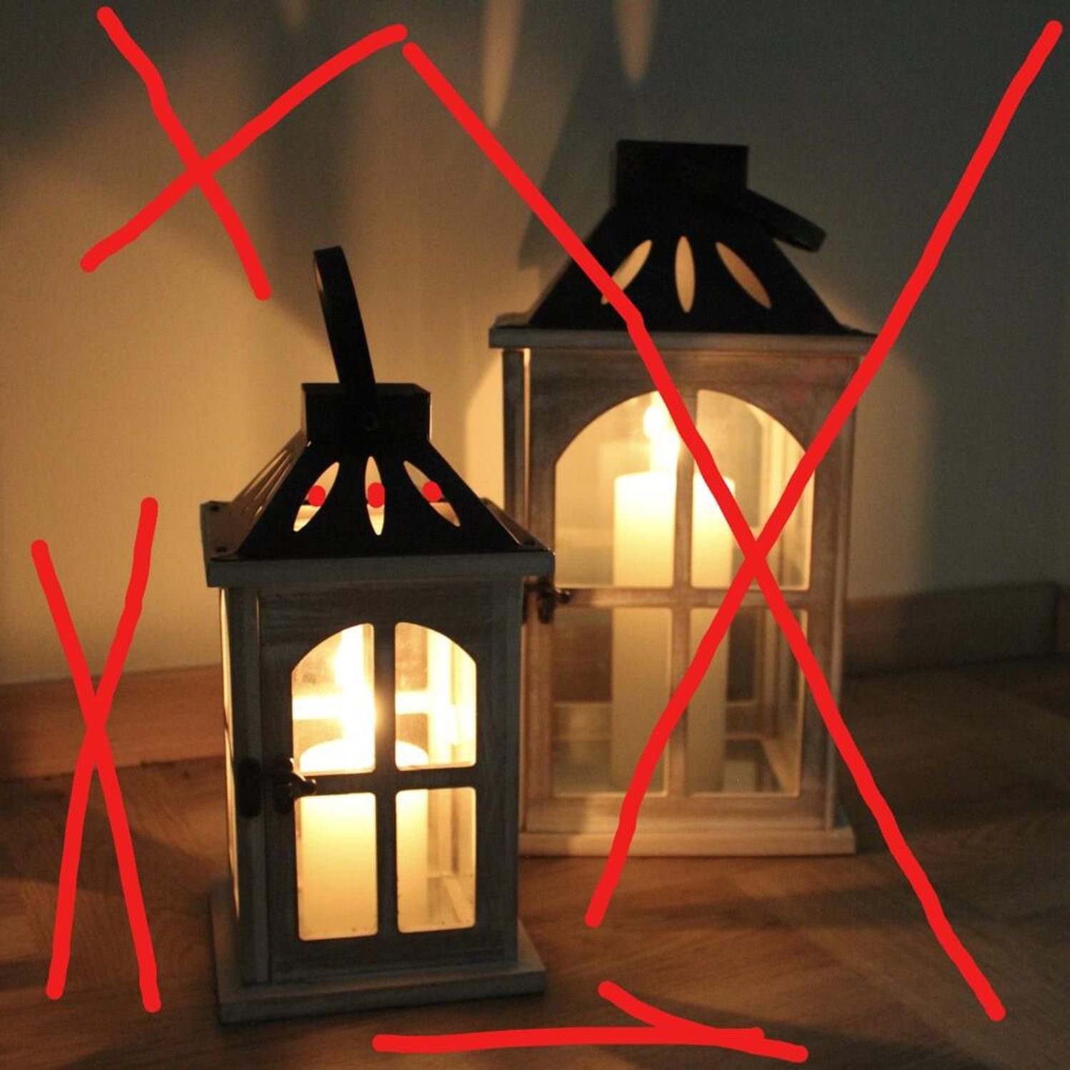 Holzlaternen Beleuchtung Laternen BURI Kerzenlaterne Kerzen 2tlg.Set 2x Deko Kerzenhalter