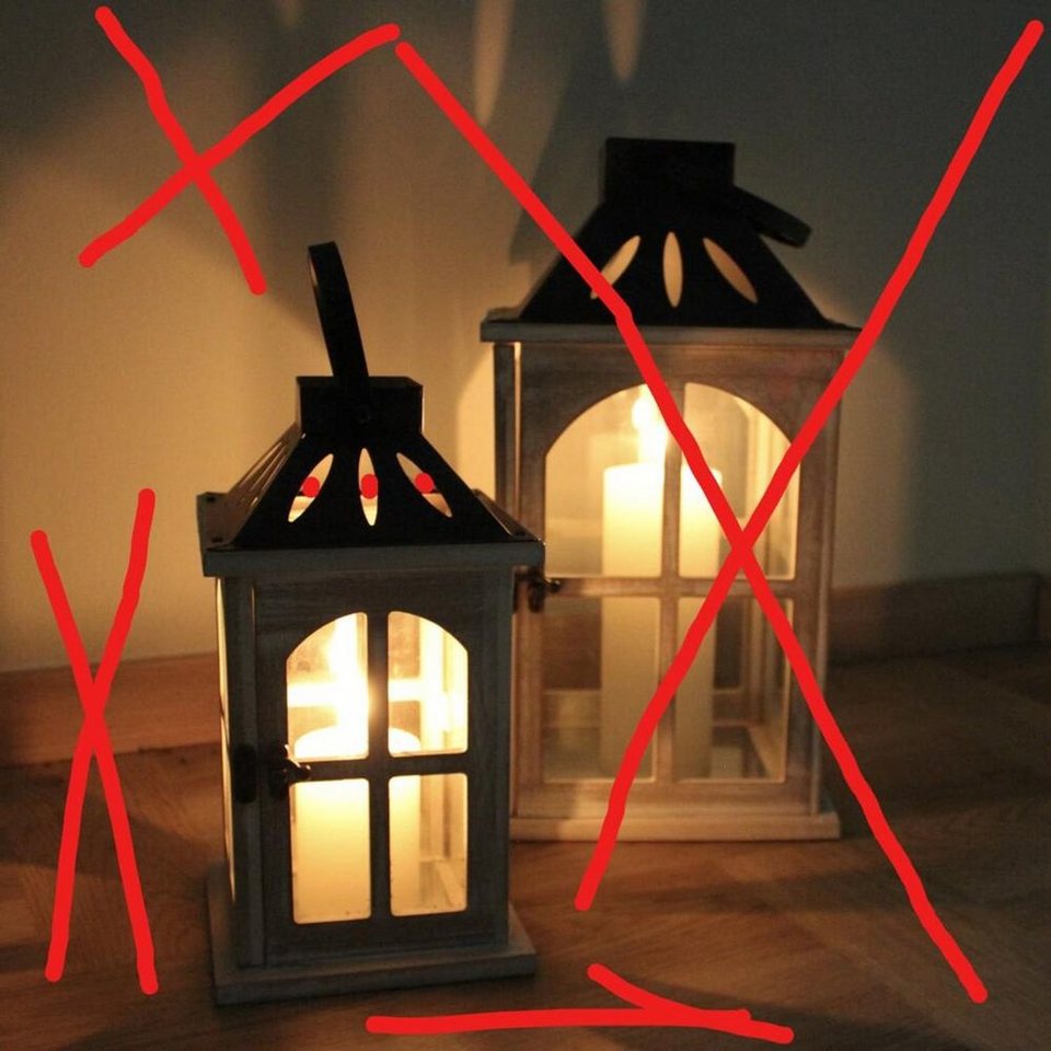 BURI Kerzenlaterne 2x 2tlg.Set Holzlaternen Laternen Deko Beleuchtung  Kerzen Kerzenhalter