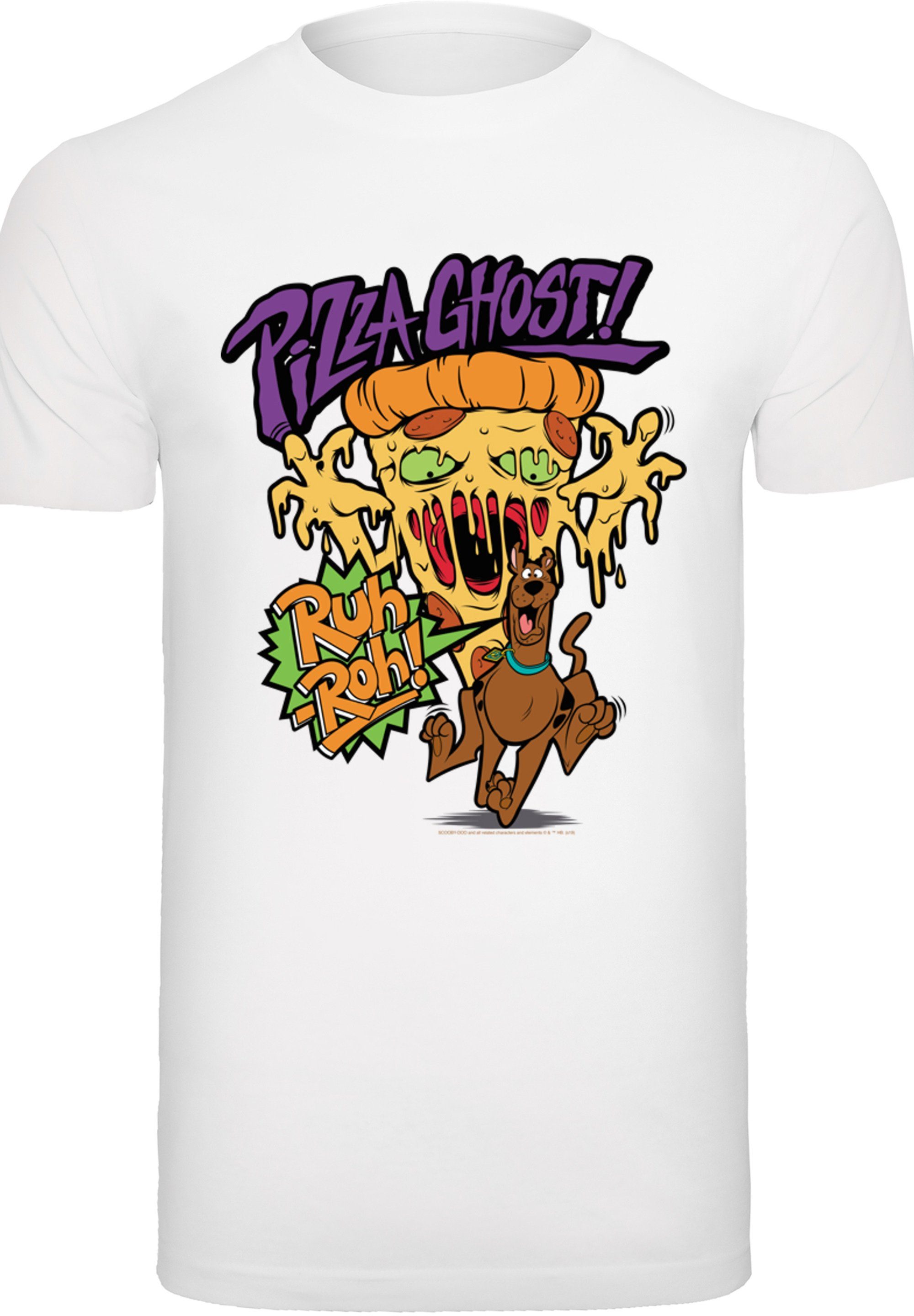 Pizza weiß Merch,Regular-Fit,Basic,Bedruckt F4NT4STIC Doo T-Shirt Herren,Premium Ghost Scooby Geist