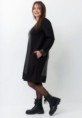 Kekoo A-Linien-Kleid Kleid aus Viskoseelasthan und Lederimitat 'Melina'