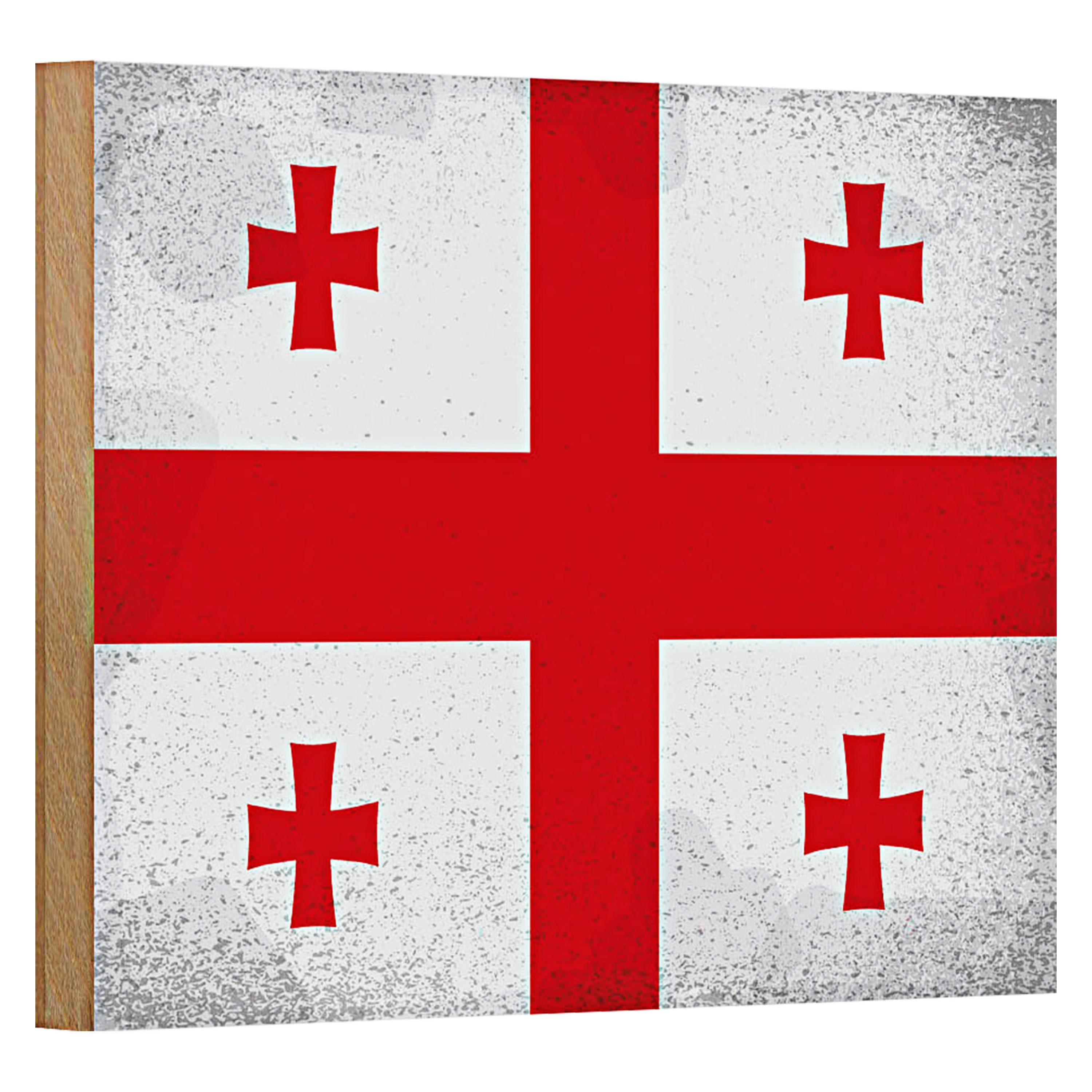 Roomando Holzbild Flagge Georgien 18x12cm Flag of Georgia Vintage