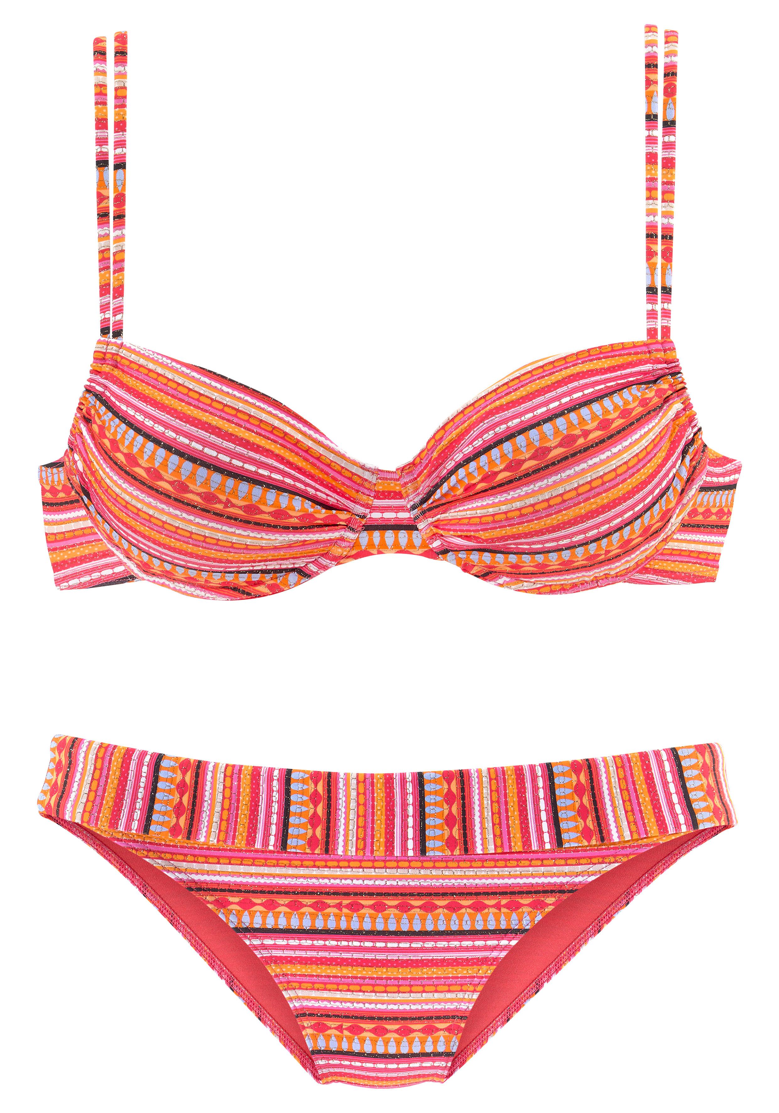 LASCANA Bügel-Bikini mit glitzernden Streifen orange-gestreift