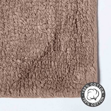 Badematte 2 teiliges Luxus Badematten Set 100% Baumwolle beige Homescapes, Höhe 30 mm