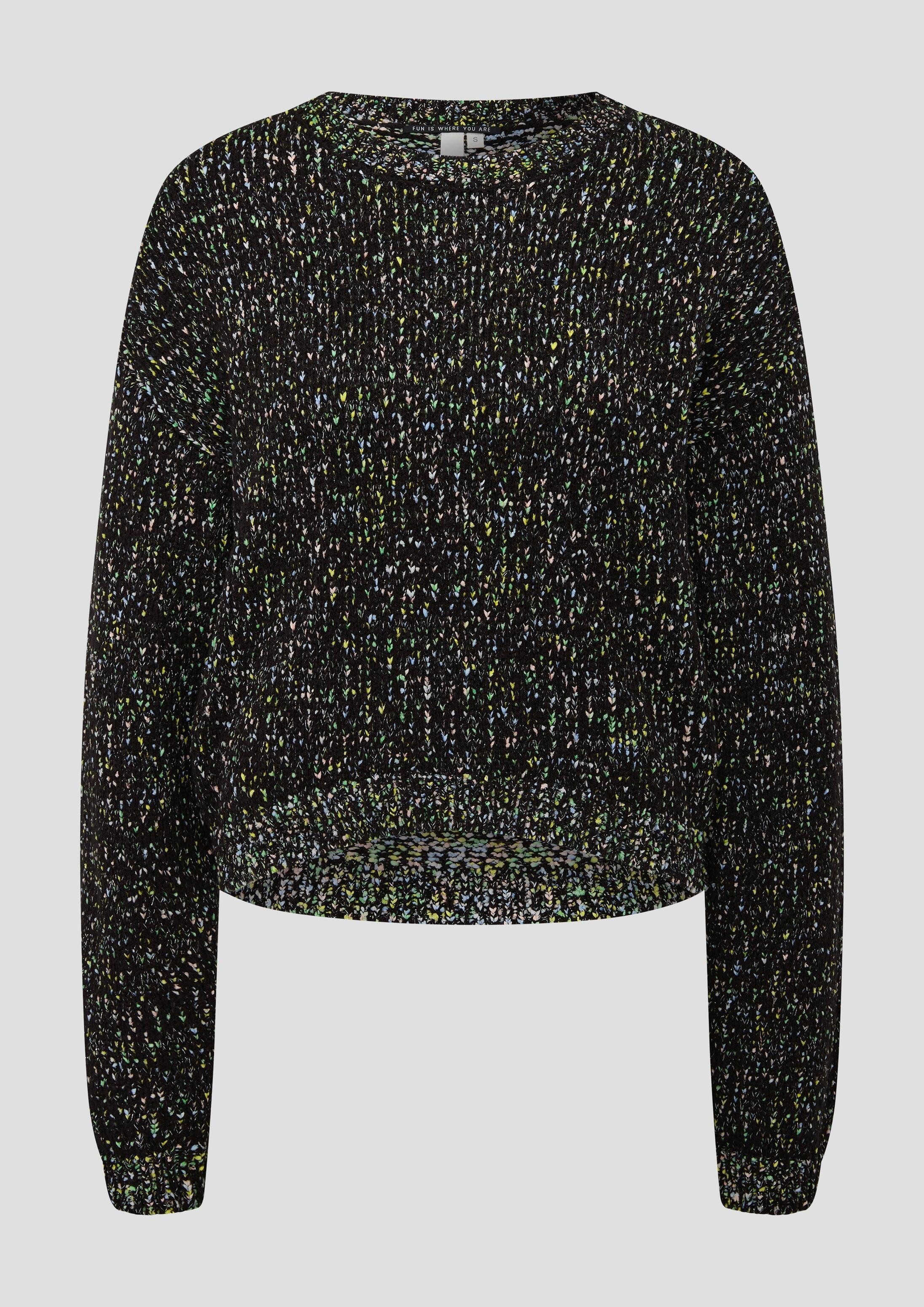 QS Longpullover Strickpullover Mehrfarbiger Strickpullover mit Glitzergarn