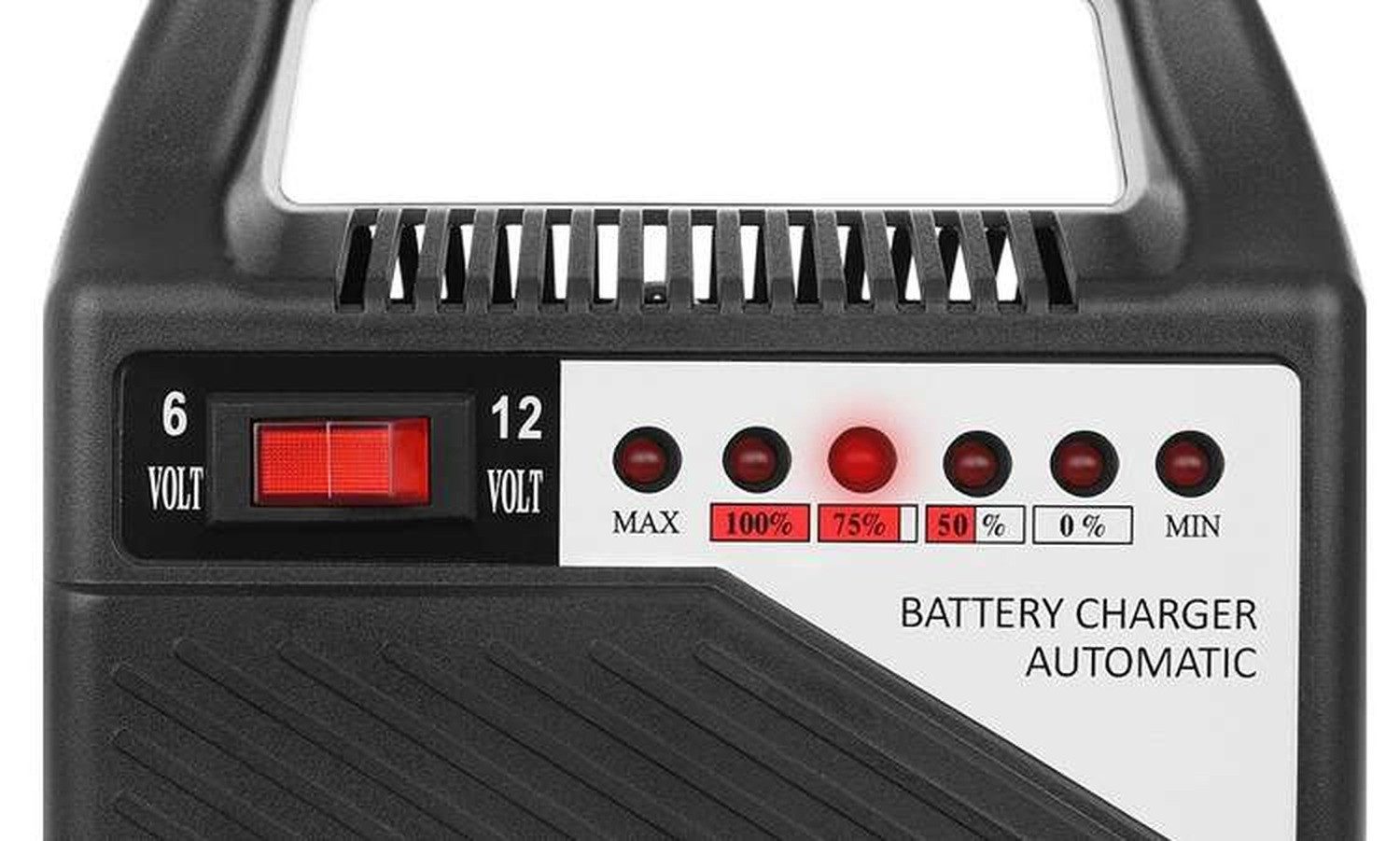 XTROBB 12V Car Battery Charger (6000mA, Value Pack, Charge Level Indicator, Space-Saving, Lightweight Design with Handle for Easy Transport)