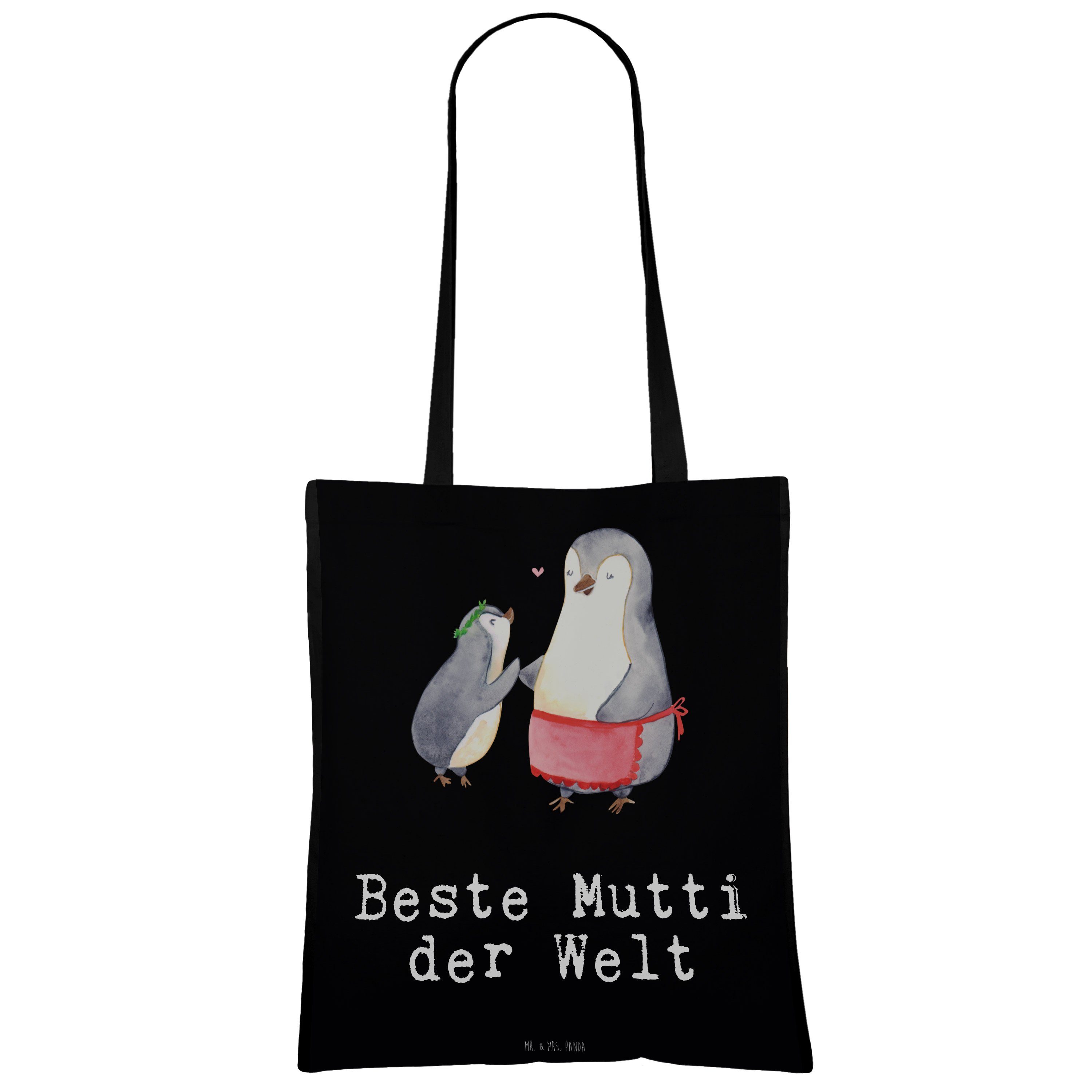Pinguin Panda Geburtstagsgeschen Mrs. Welt Tragetasche Geschenk, - - (1-tlg) Mr. Beste der Mutti & Schwarz