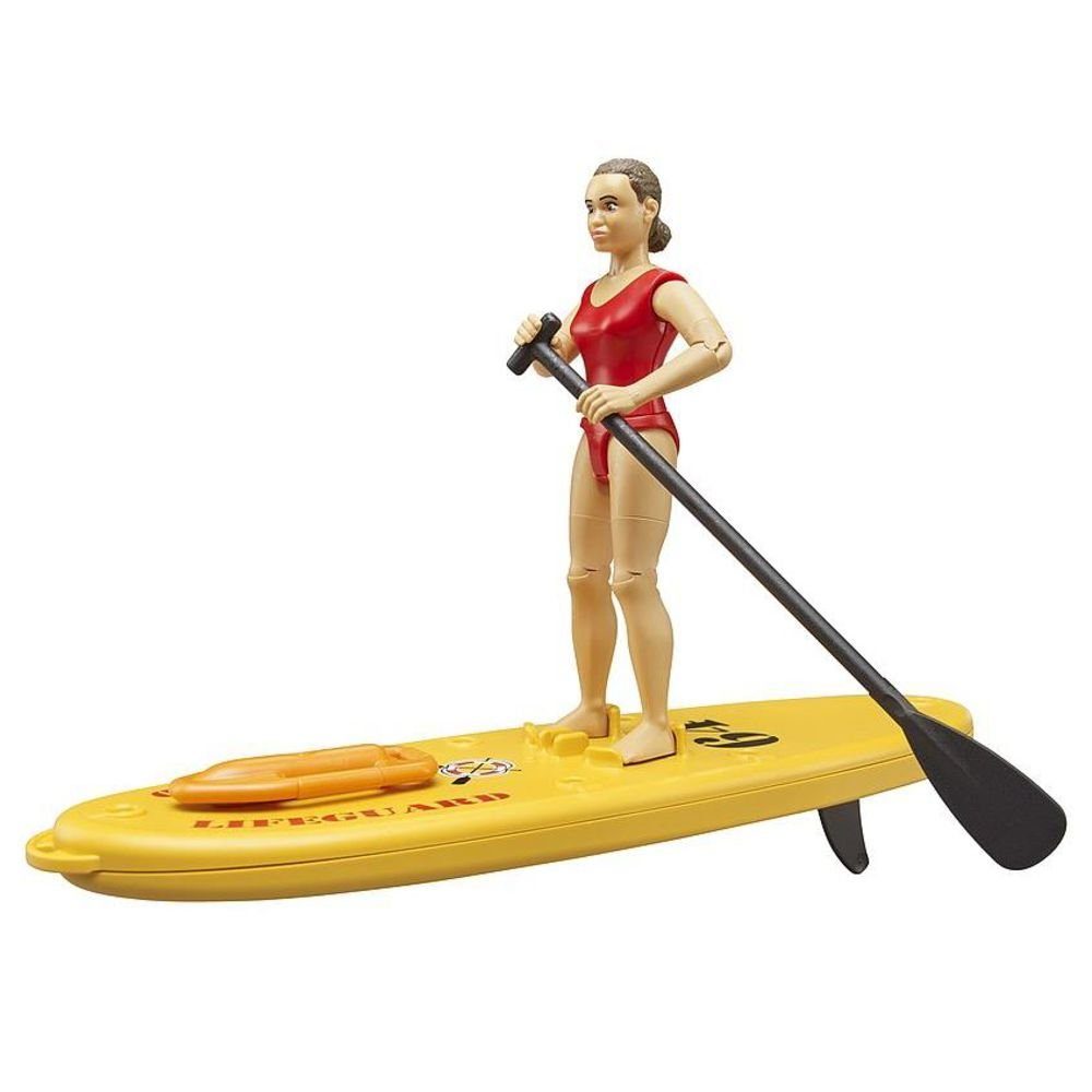 Bruder® Actionfigur bworld 62785 Life Guard mit Stand up Paddle, Rettungsschwimmerin Spielfigur mit Paddel