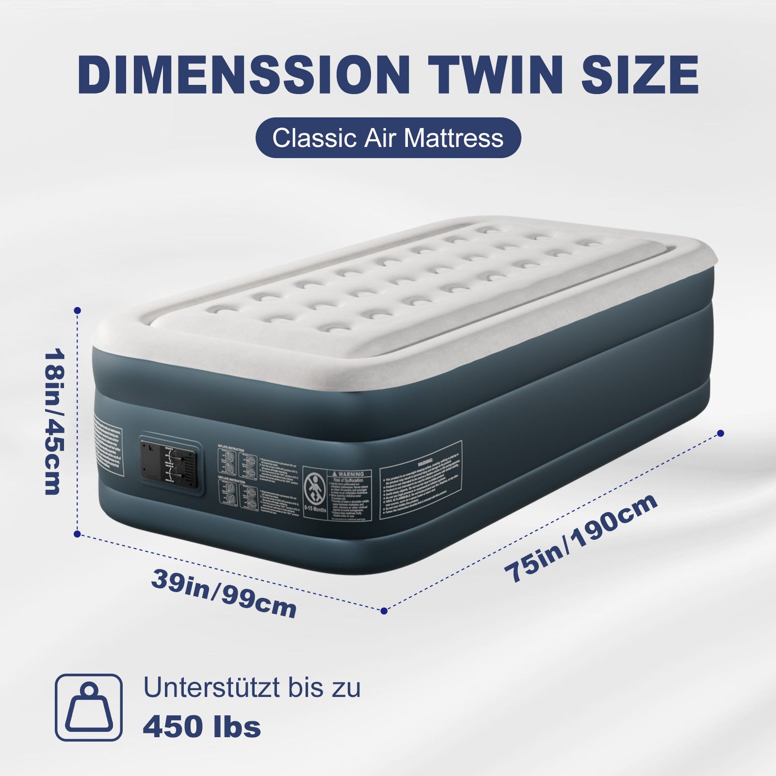 VINGLI Luftmatratze faltbare Campingmatratze mit Elektrischer Pumpe, Velour günstig online kaufen