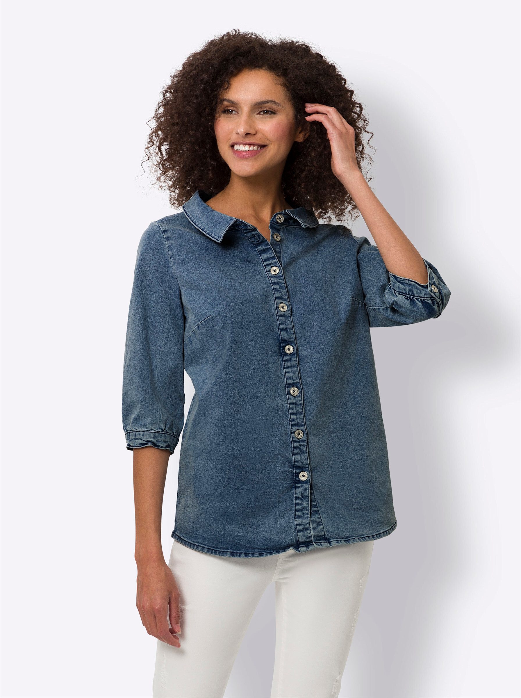 heine Klassische Bluse Jeansbluse 3/4-Arm