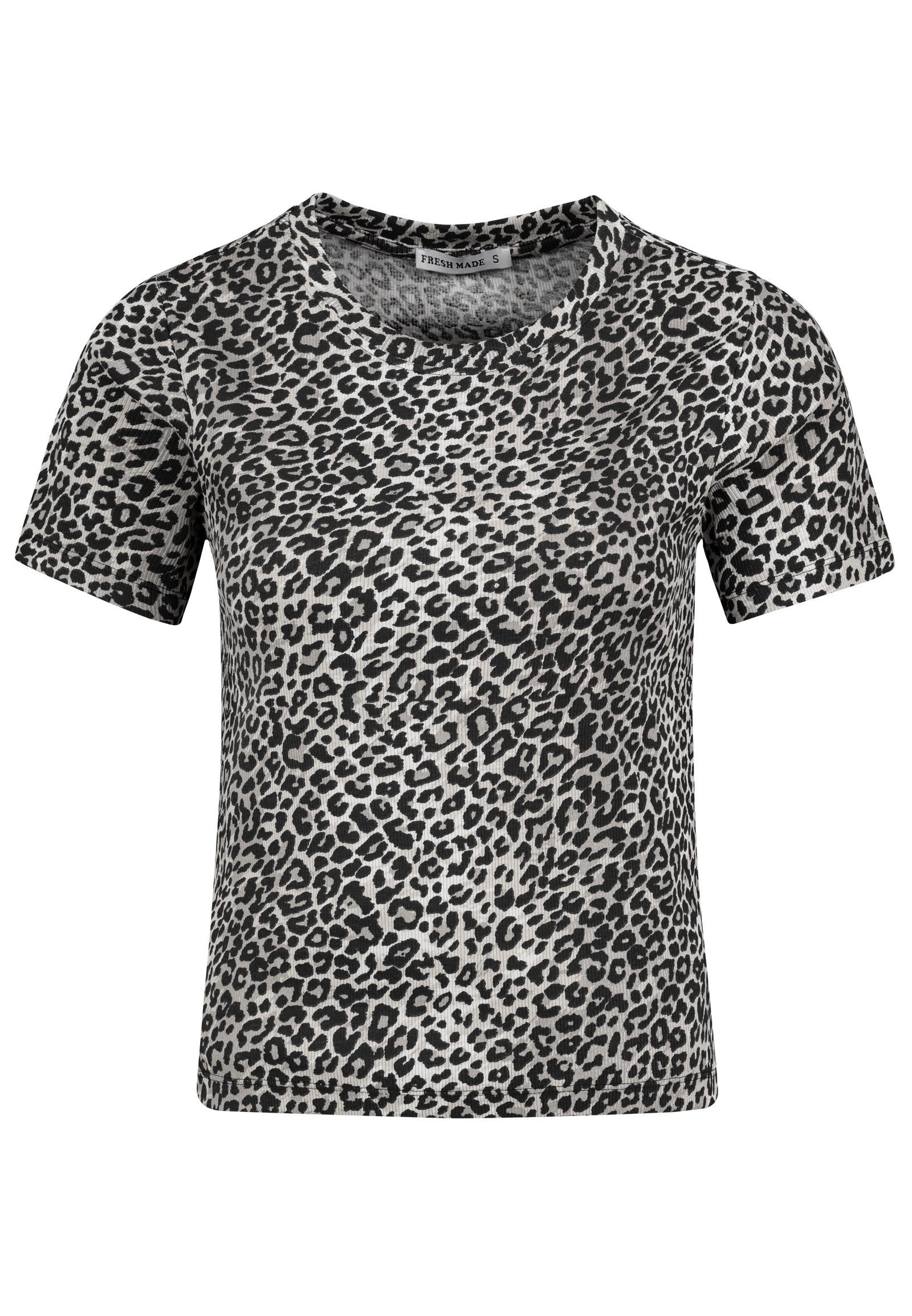 Fresh Made T-Shirt Damen Shirt mit Leopardenprint kurzarm, Rundhals, mit co günstig online kaufen