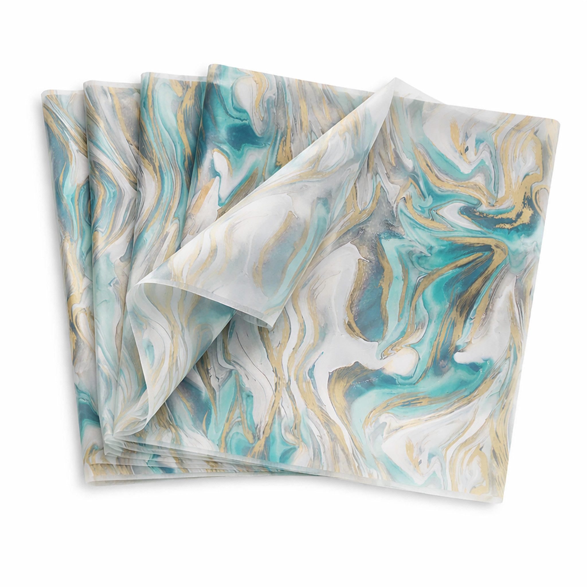 Star Seidenpapier, Seidenpapier 50x75cm Marmor Muster 25 Blatt Türkis / Gold