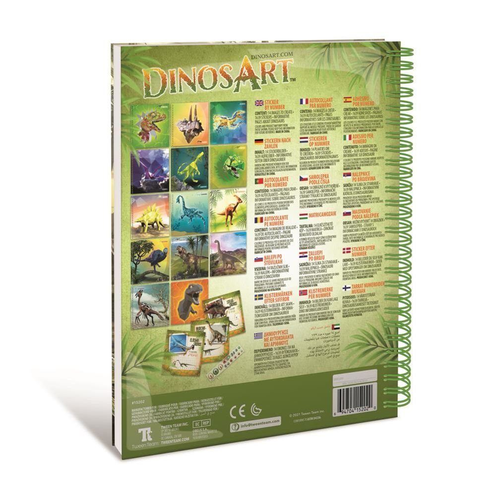 Dinos Art Stickerbuch Stickern nach Zahlen, Stickerbilder für Dinosaurier-Fans Kreativset