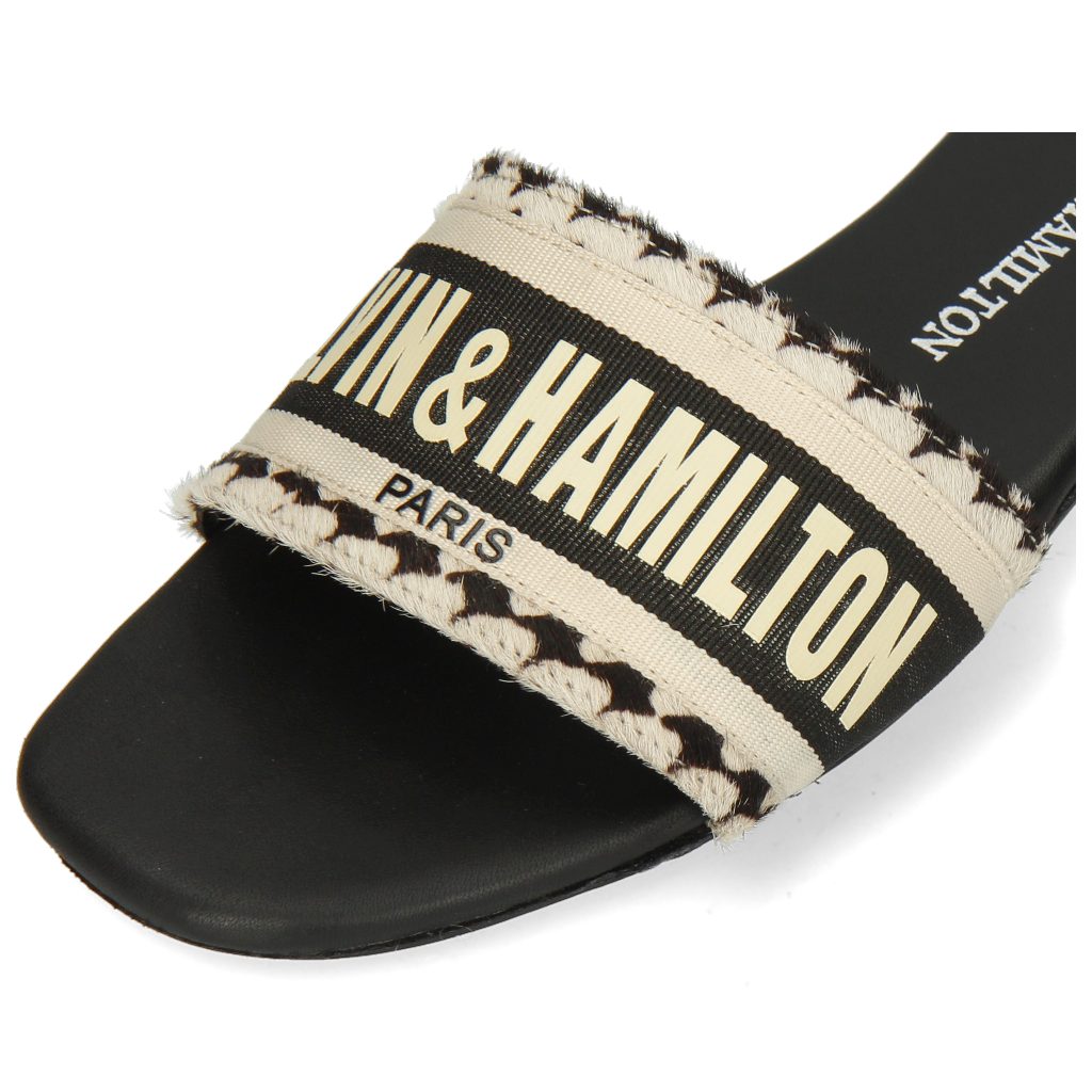 Hamilton 4 Nikita Tweed Pantolette Hairon Melvin & Black White