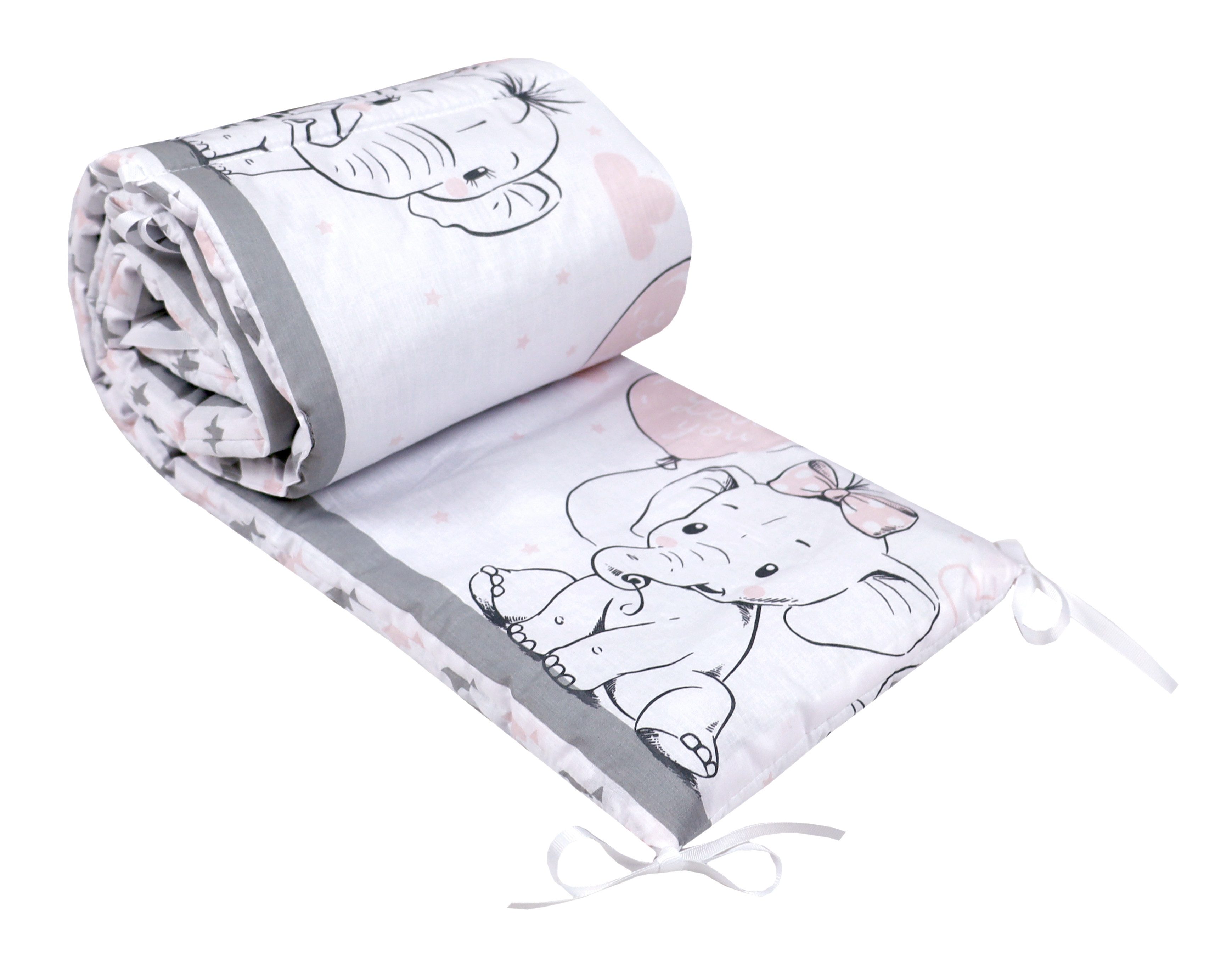 BabyLux Bettnestchen BABYLUX Bettumrandung NESTCHEN Bettnestchen 210 x 30 cm Babybett, 112. Elephanten Coral