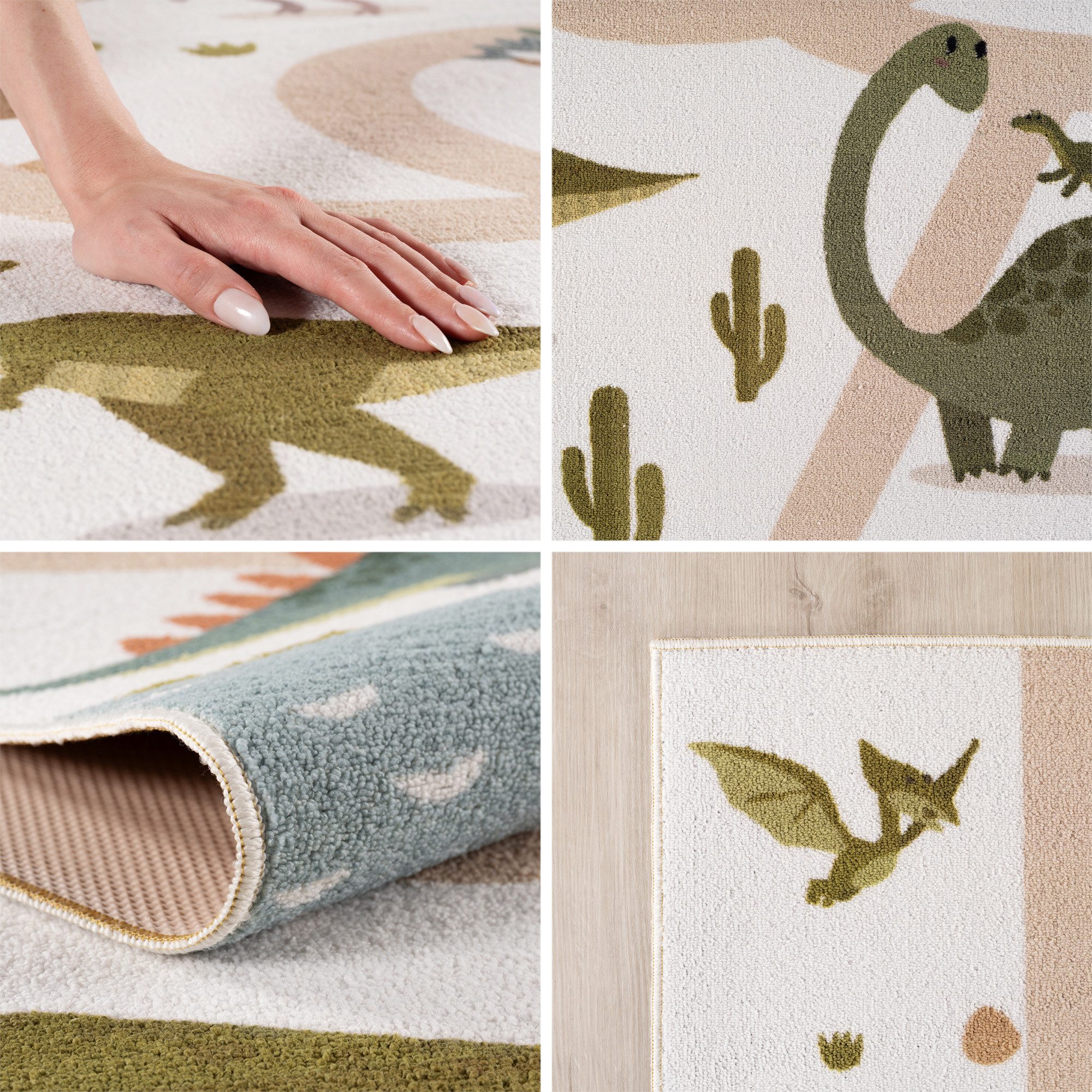 Teppium Teppich Bunte Dino Welt, Rund, Höhe: 5 mm, Teppich Kinderzimmer
