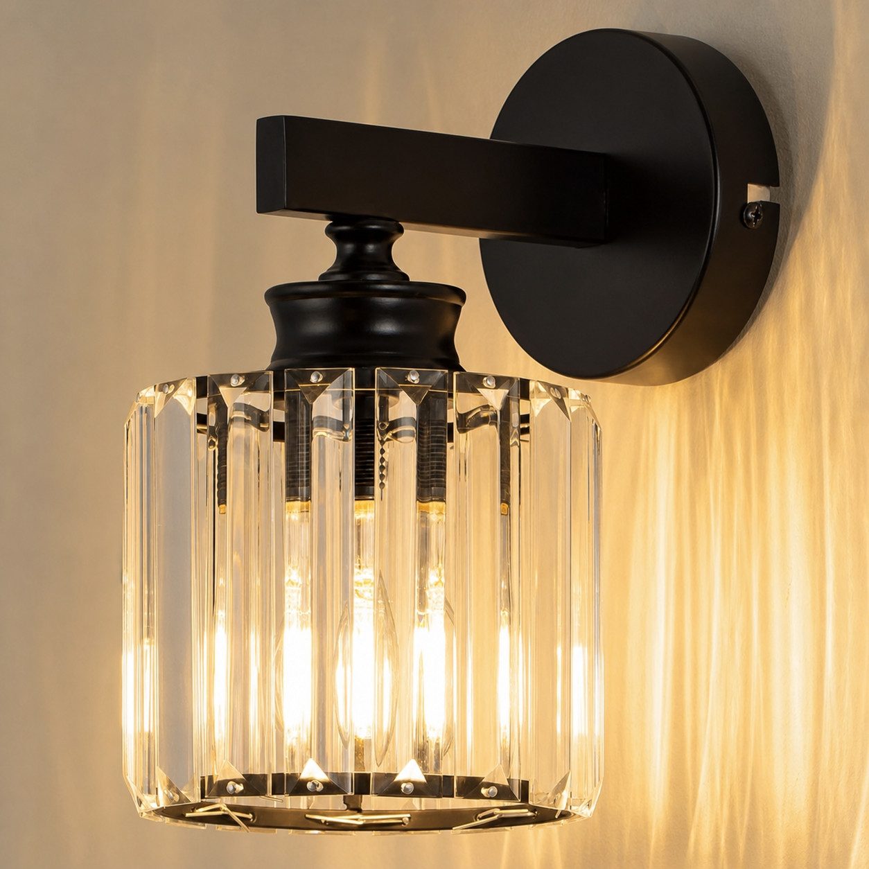 Nettlife Wandleuchte Kristall moderne Wandlampe E27 Wandbeleuchtung als Nachttischlampe, ohne Leuchtmittel, für Schlafzimmer, Wohnzimmer, Flur, Treppenhaus