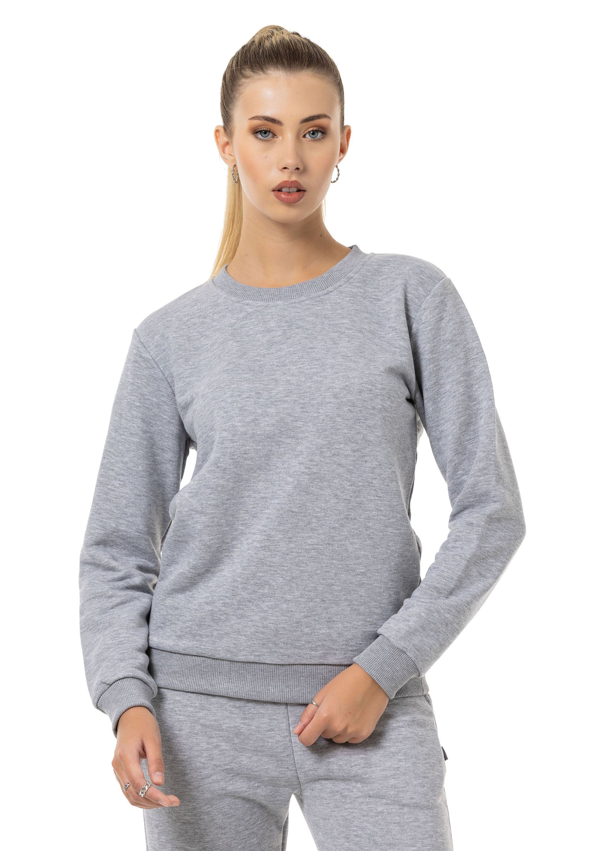 Premium Sweatshirt Qualität Rundhals Pullover Grau-Melange RedBridge