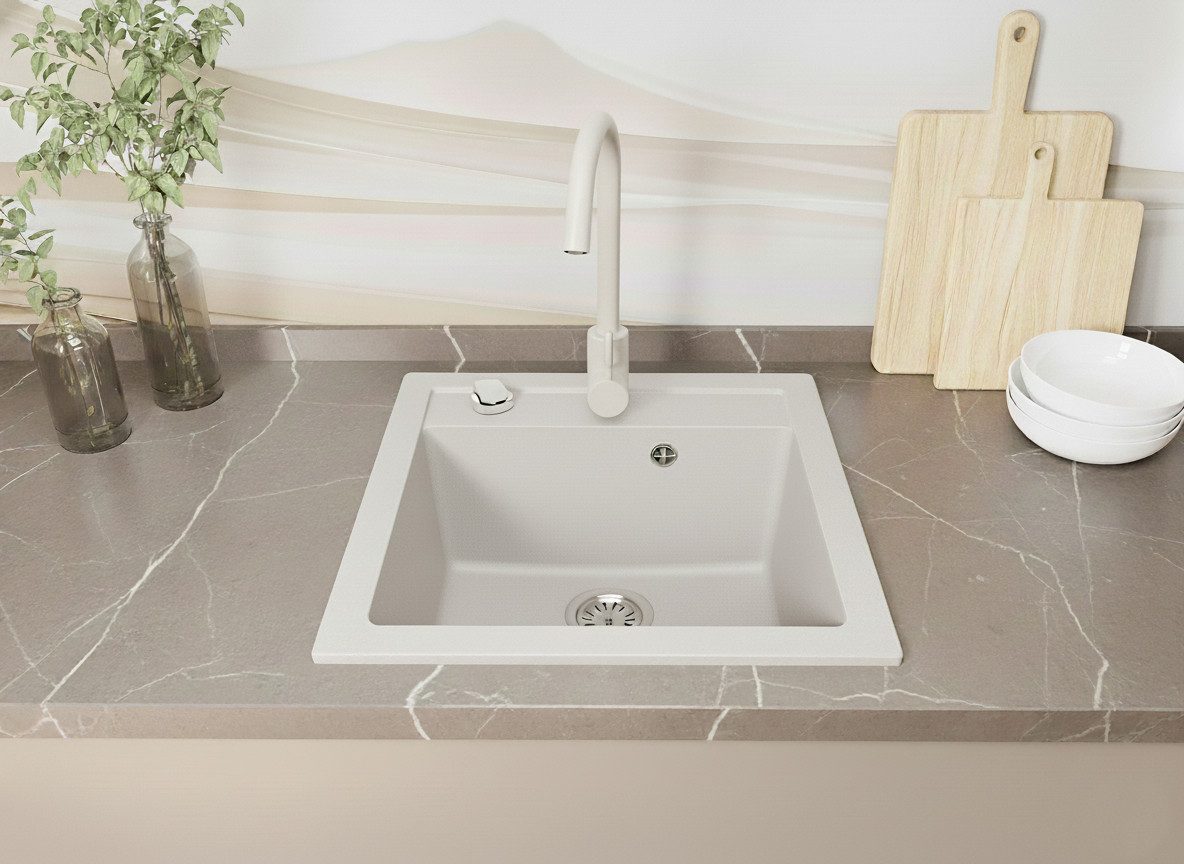 Faizee Home Granitspüle Hochwertige Granitspülen – Modernes Design für Ihre Küche, Eckig, 48/16 cm