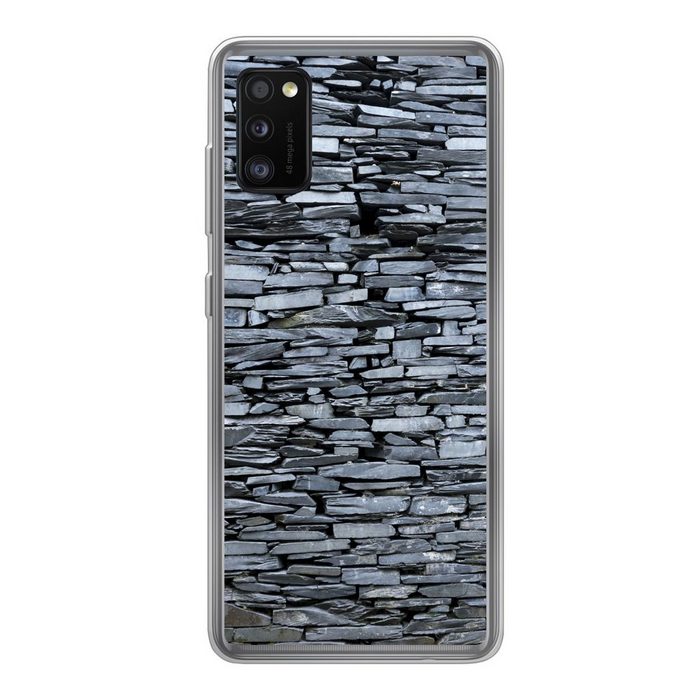 MuchoWow Handyhülle Grau gefärbte Steinmauer Handyhülle Samsung Galaxy A41 Smartphone-Bumper Print Handy