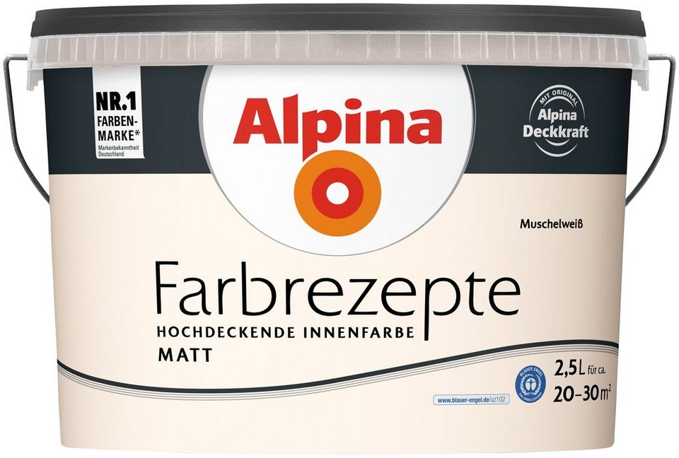 Alpina Wandfarbe »Farbrezepte Muschelweiß«, 2,5 Liter, weiß online