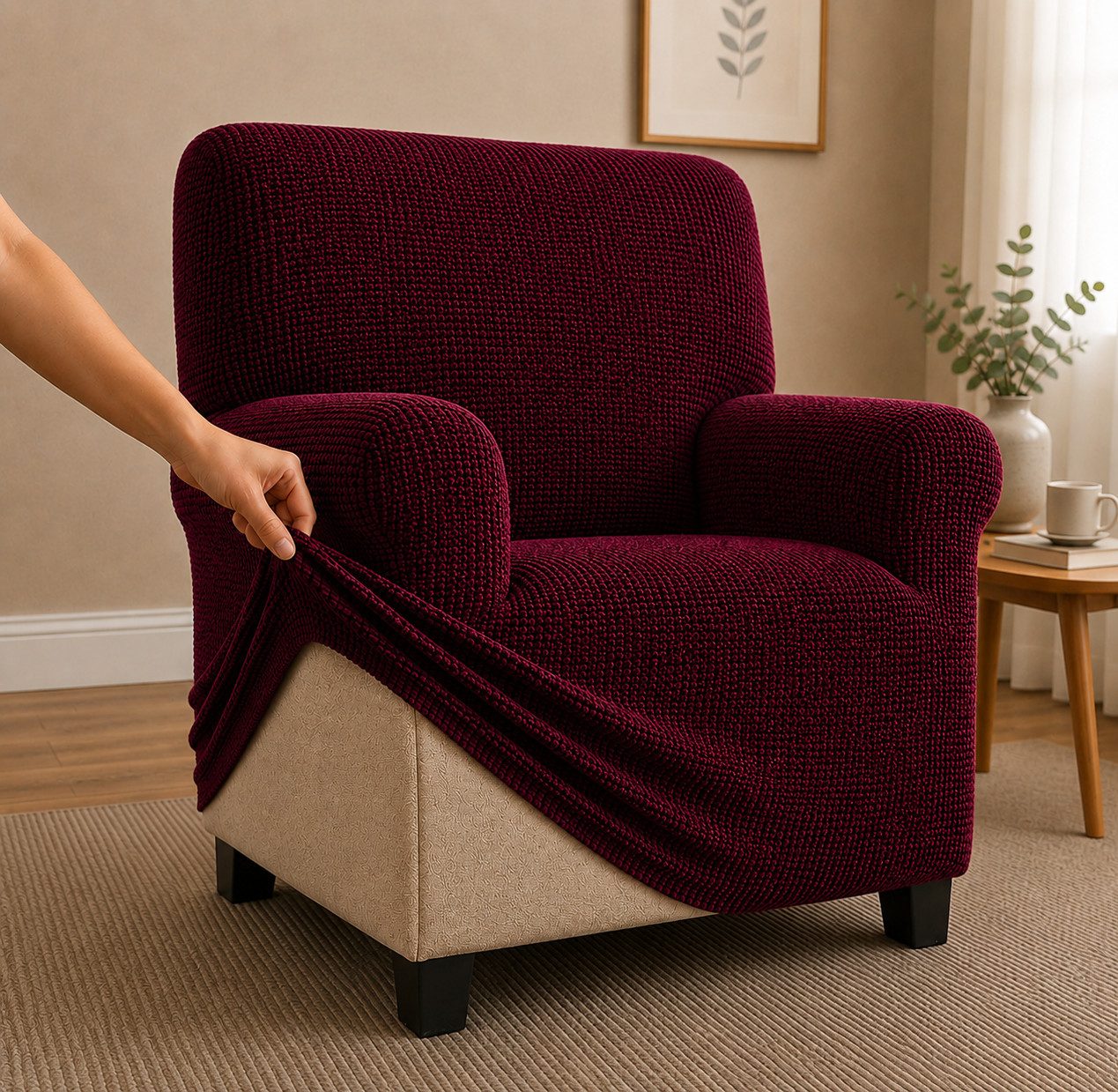 Belmarti Sesselhusse luxuriöser und edler Sesselbezug, Chenille Oberfläche, hochwertiges und langlebiges Material, made in Spain