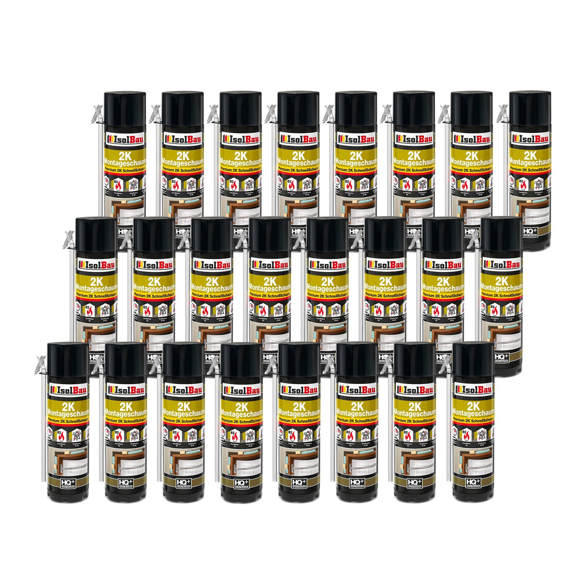None Fenster 2K Montageschaum 24 x 400ml Zargenschaum PU-Schnellschaum für Türen, Fenster- und Türrahmen sowie Fensterbänken, Isolieren und Verlegen