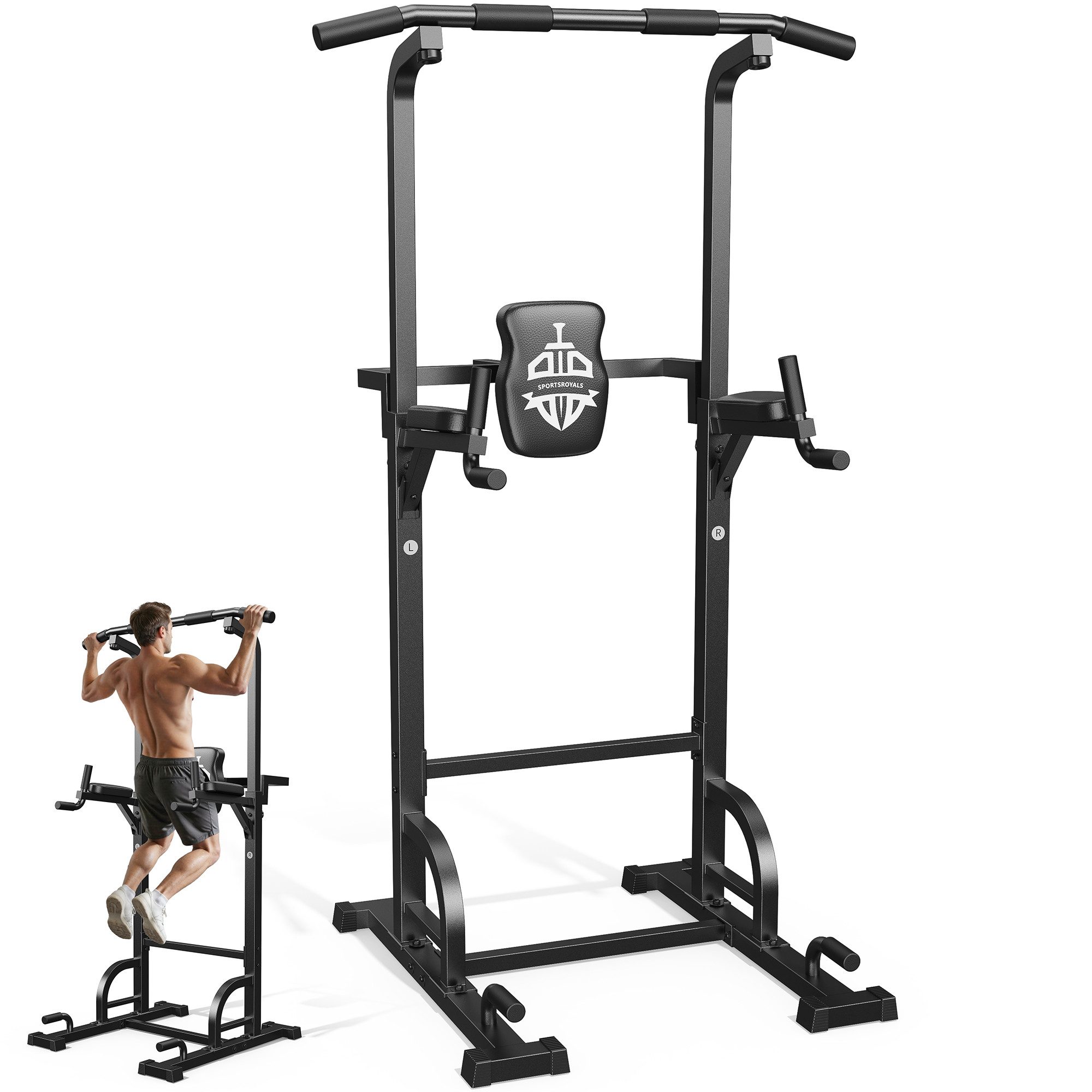 Sportsroyals Kraftstation Power Tower, Dip-Station, Klimmzugstange für das Krafttrainingsgerät, (1-tlg), im Heim-Fitnessstudio, mt einer Gewichtskapazität von 204KG