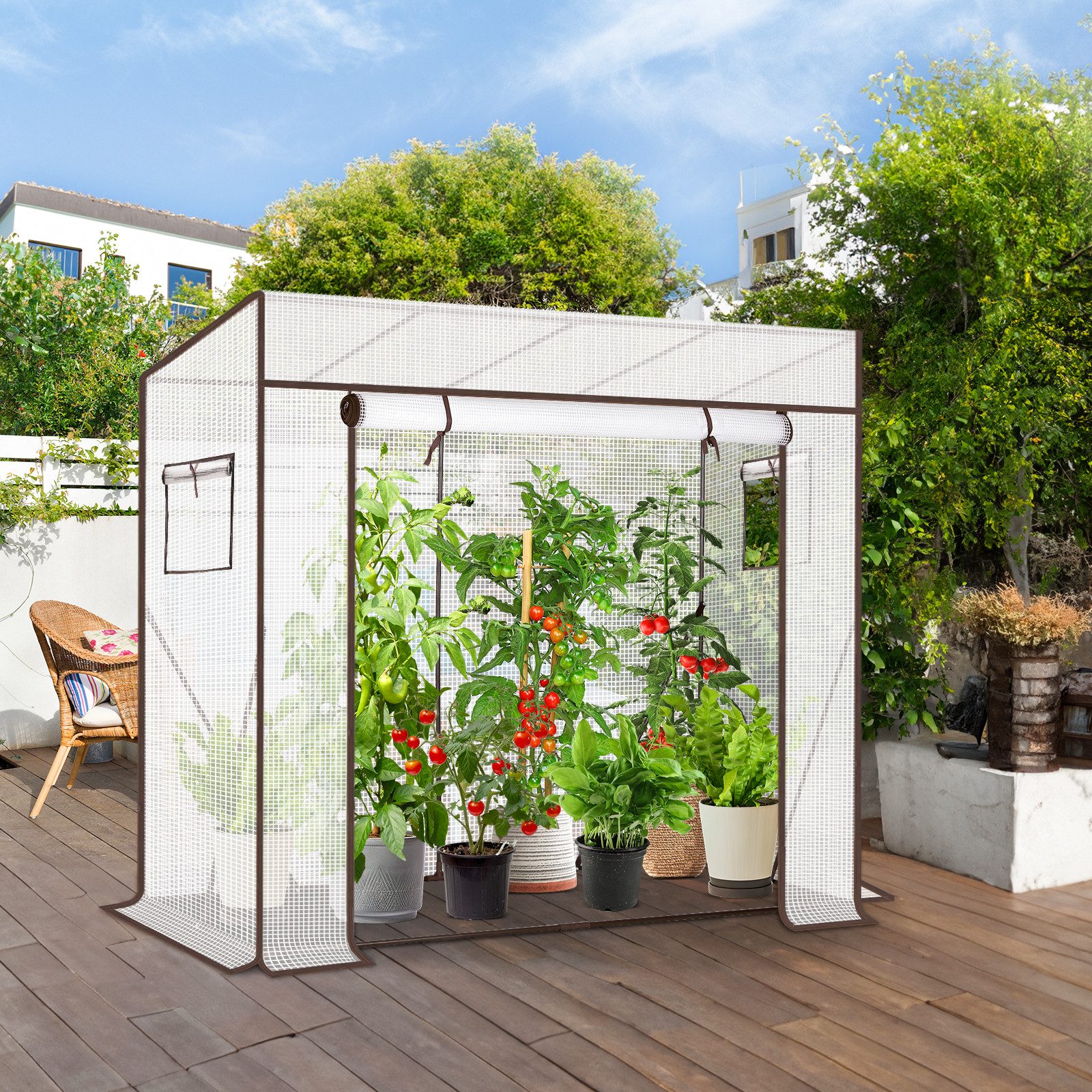 Sekey Gewächshaus Schrägdach Foliengewächshaus Tomatenhaus Begehbares günstig online kaufen