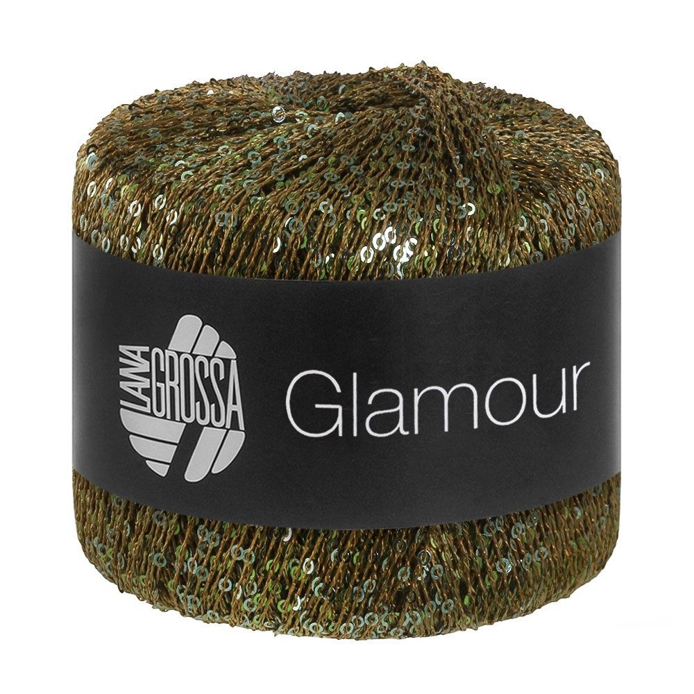 LANA GROSSA GLAMOUR Häkelwolle, 115 m (Beilaufgarn mit Pailletten für funkelnde Akzente), 25 g