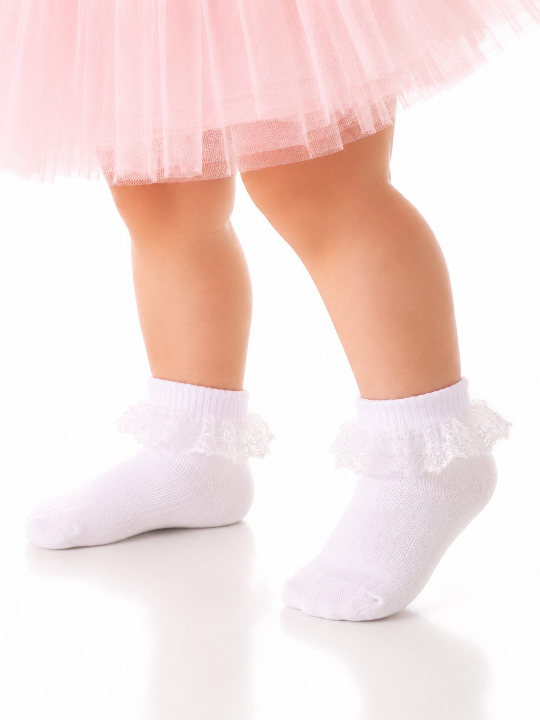 Socken Socken mit Rüschen Spitze in Weiß festlich 0Mon bis 10Jahren